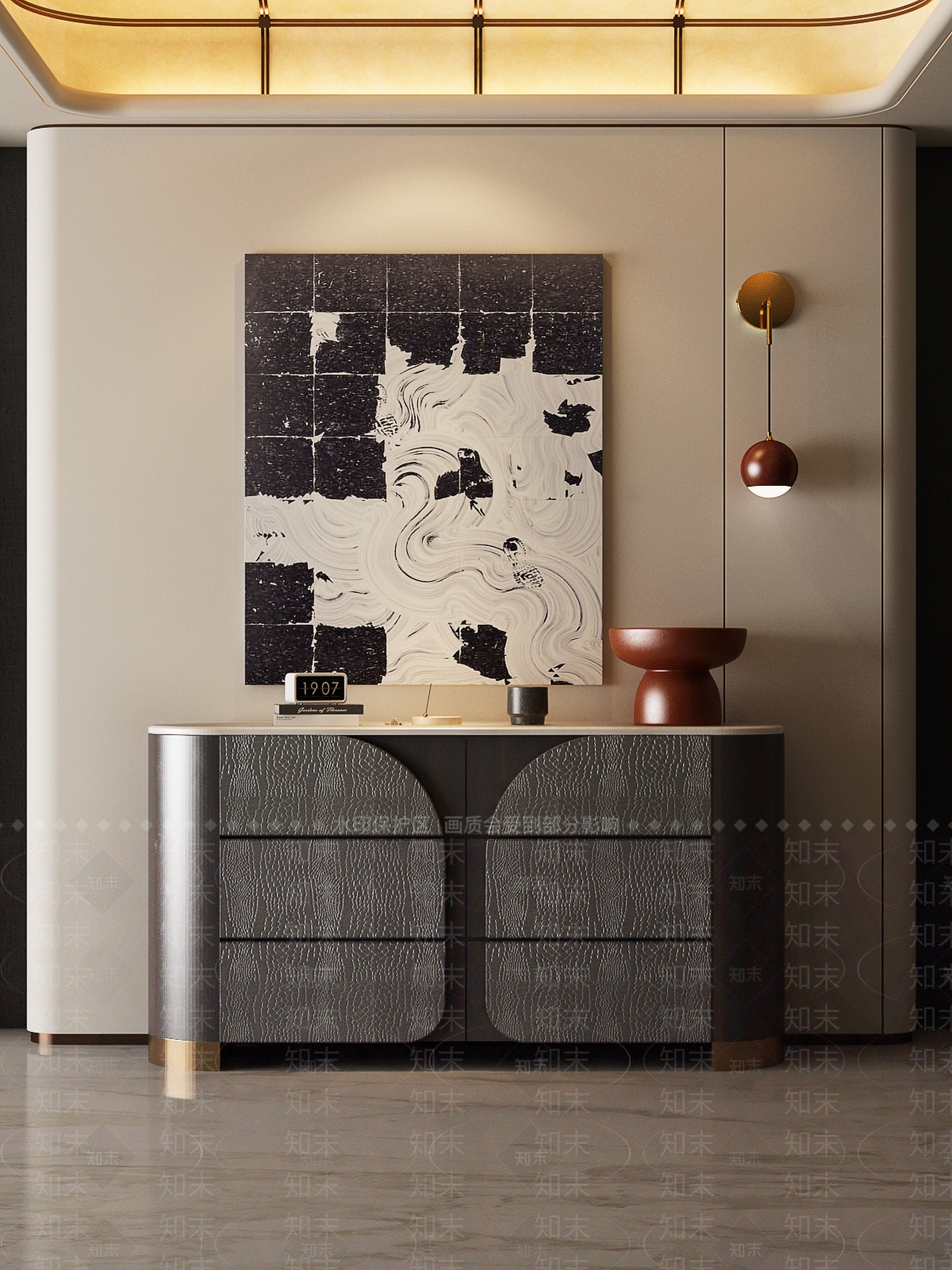 意式轻奢玄关柜3D模型下载【ID:1204138174】