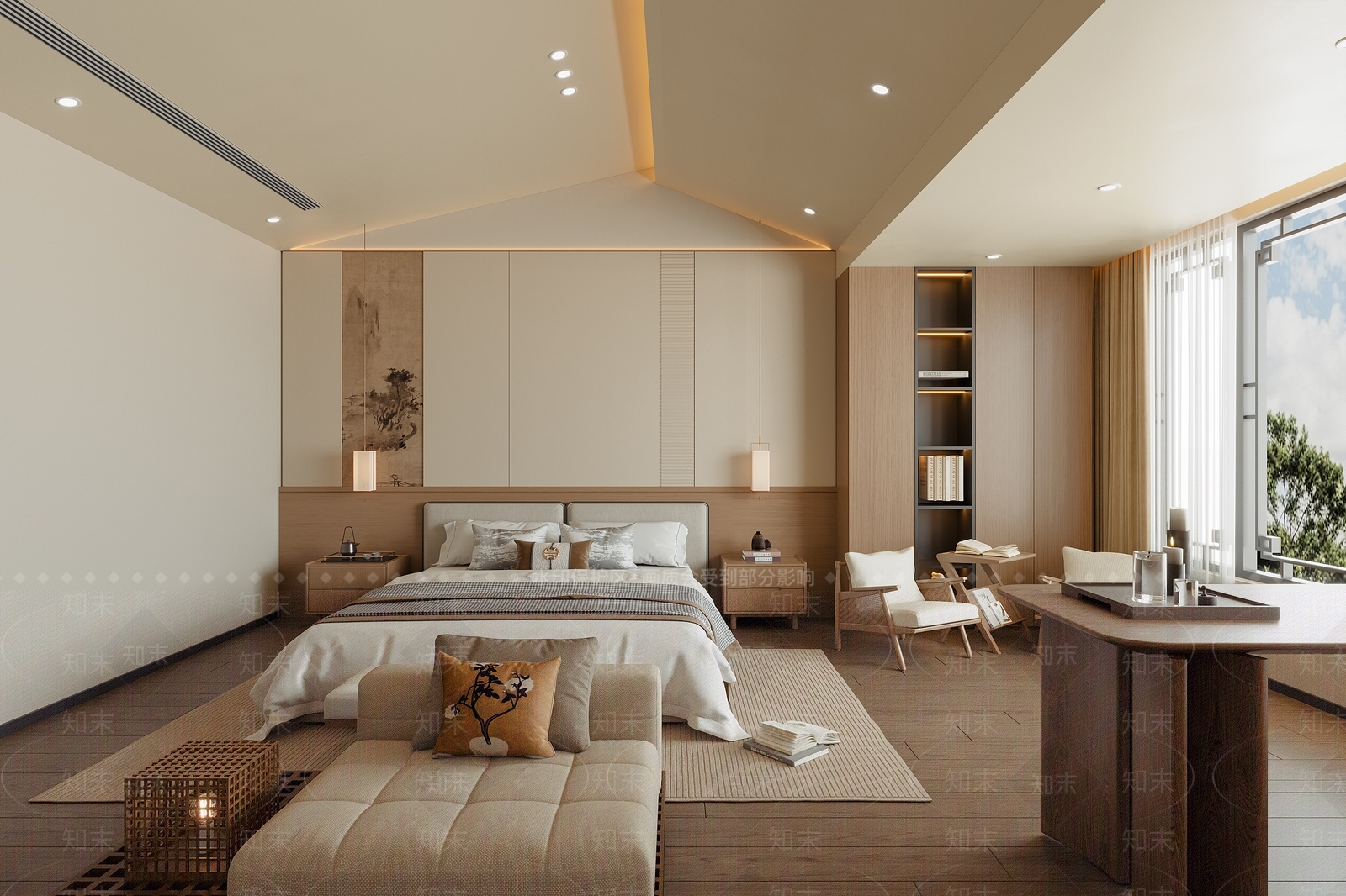 中式禅意宋式卧室3D模型下载【ID:1204144140】