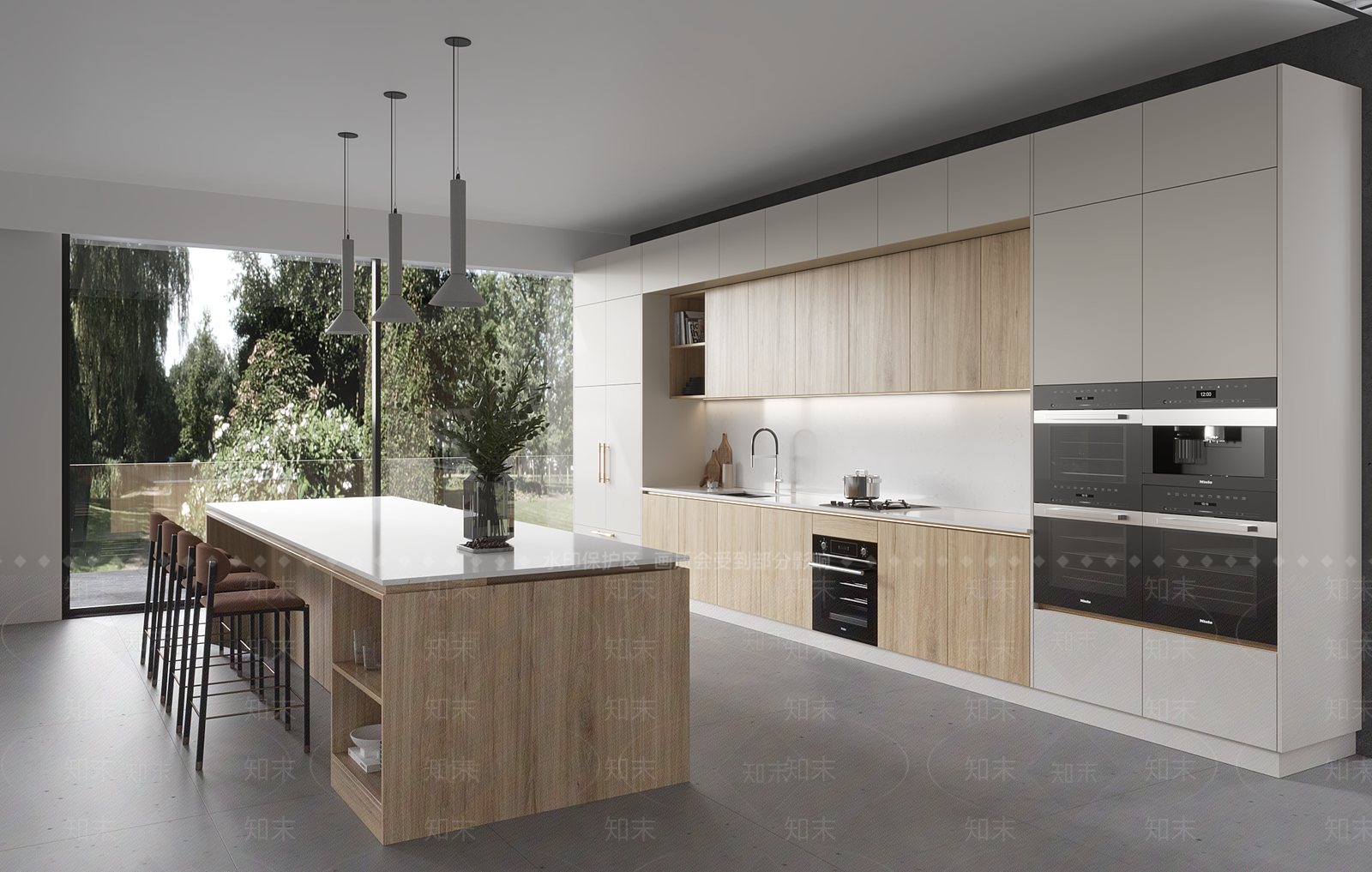 现代开放式厨房3D模型下载【ID:1204147853】