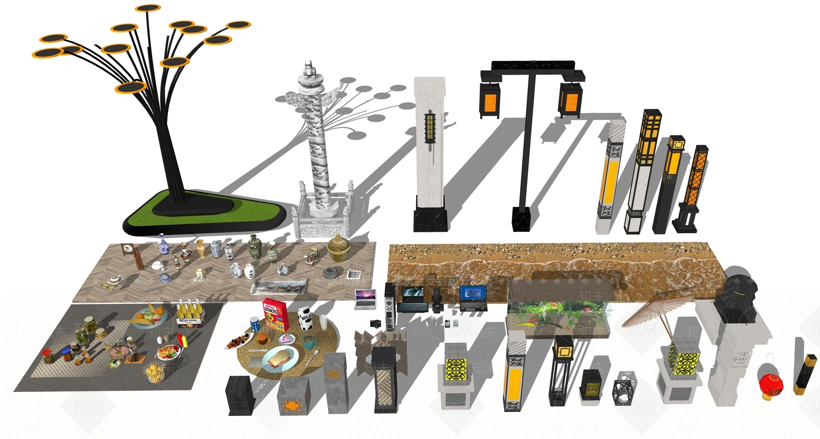 工业中式路灯SU模型下载【ID:1204148827】