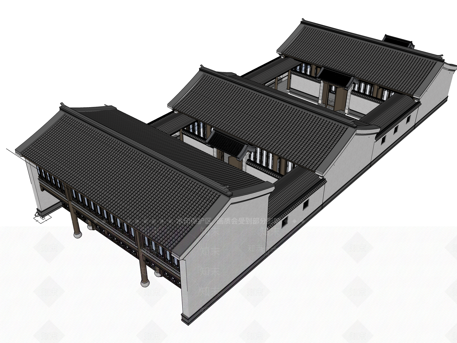 中式乡村民房SU模型下载【ID:1204156544】