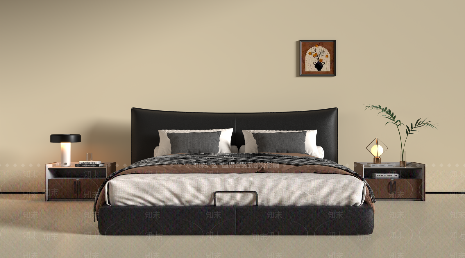 现代意式双人床SU模型下载【ID:1204157281】