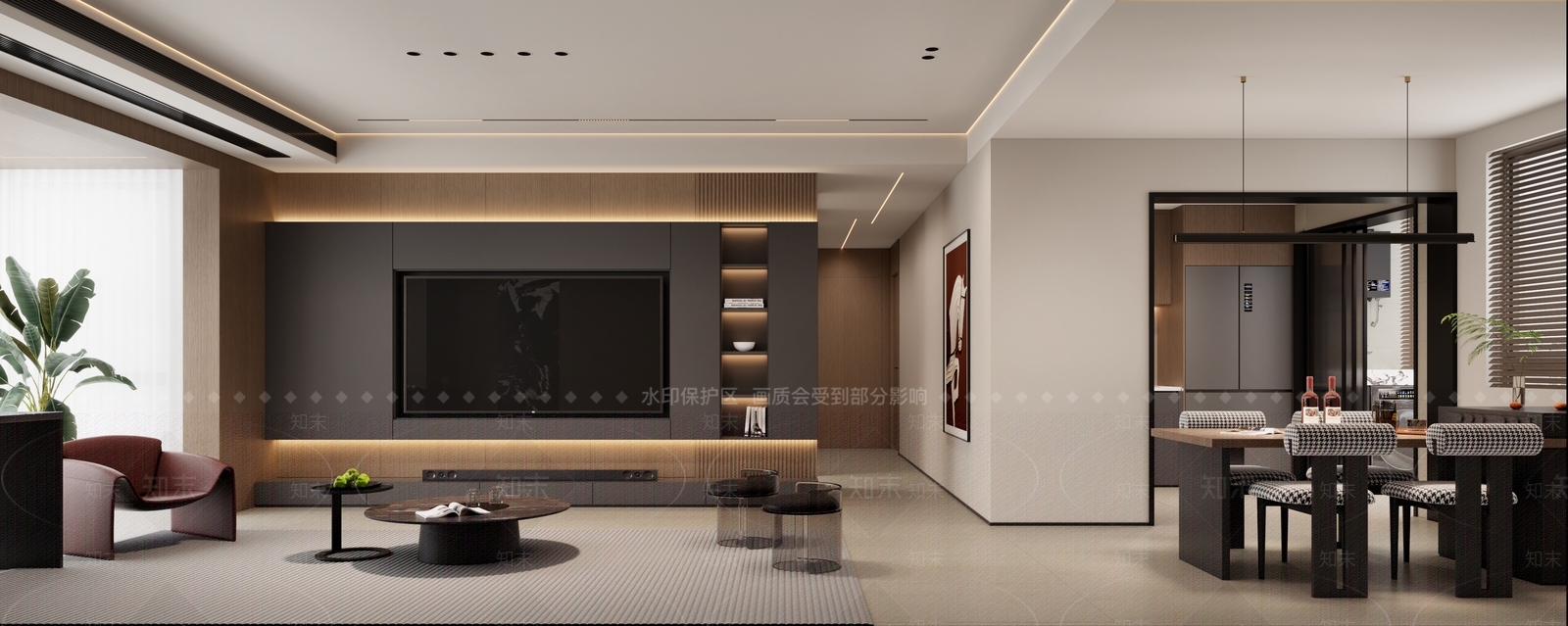 现代意式客餐厅3D模型下载【ID:1204158486】