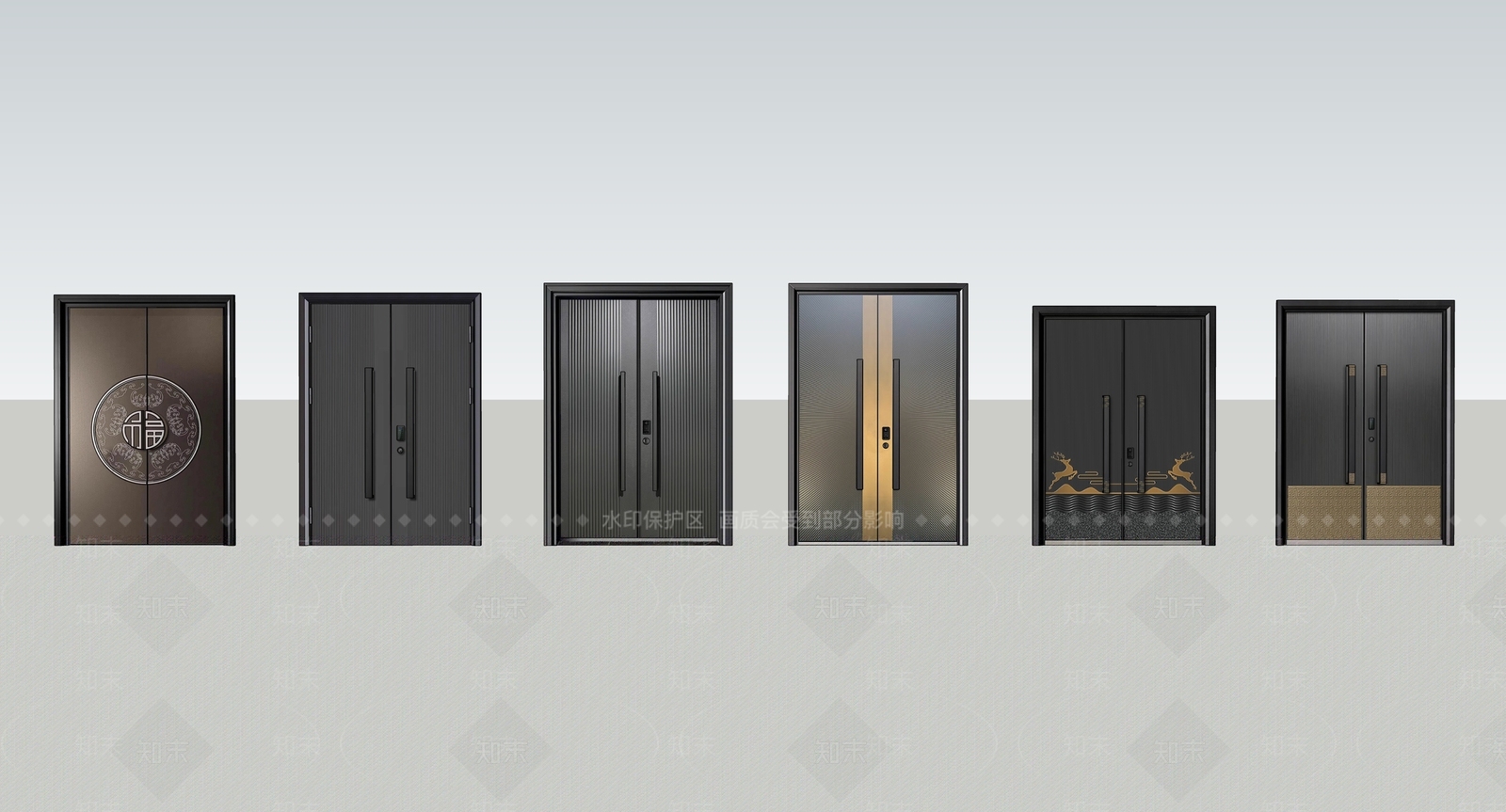 新中式平开门SU模型下载【ID:1204162045】