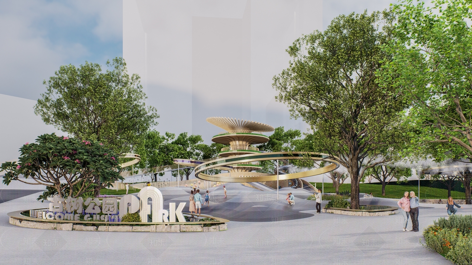 现代景观公园SU模型下载【ID:1204162857】