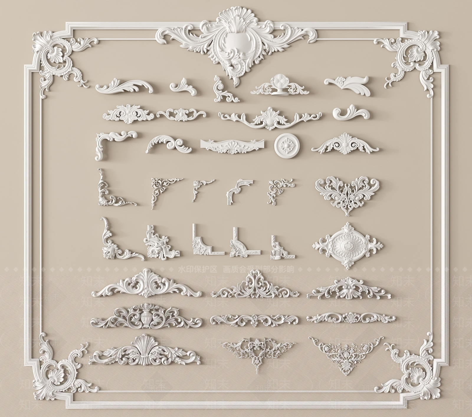 欧式雕花3D模型下载【ID:1204163761】