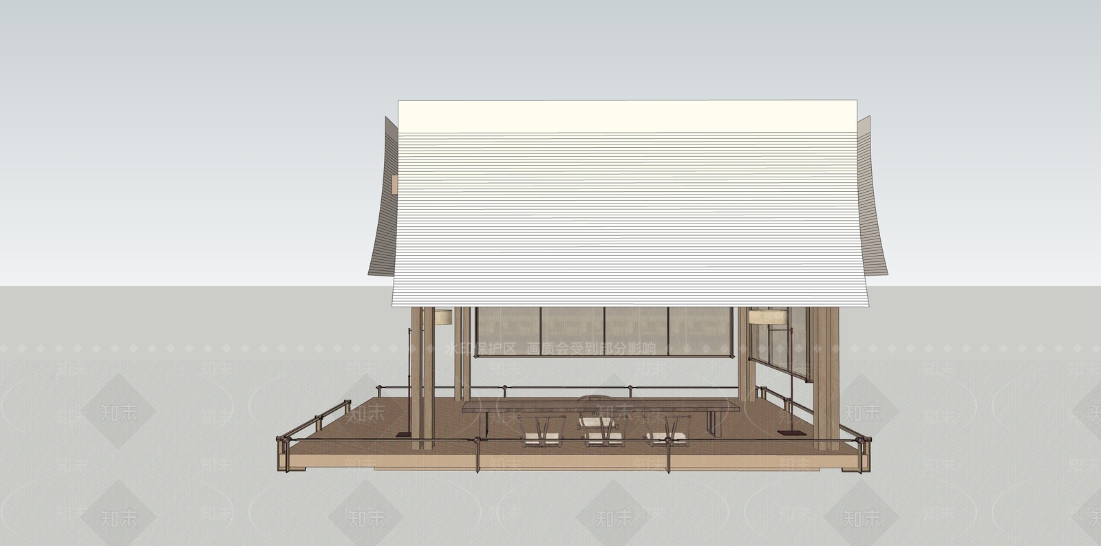 现代新中式亭子SU模型下载【ID:1204166049】