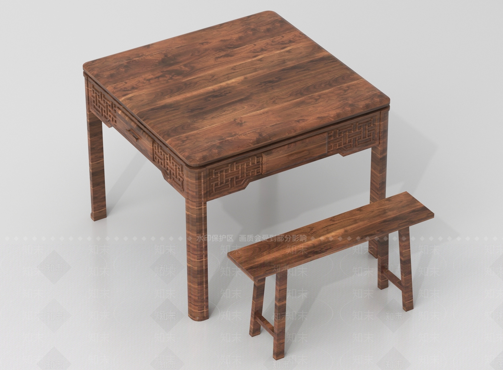 中式餐桌椅SU模型下载【ID:1204166530】