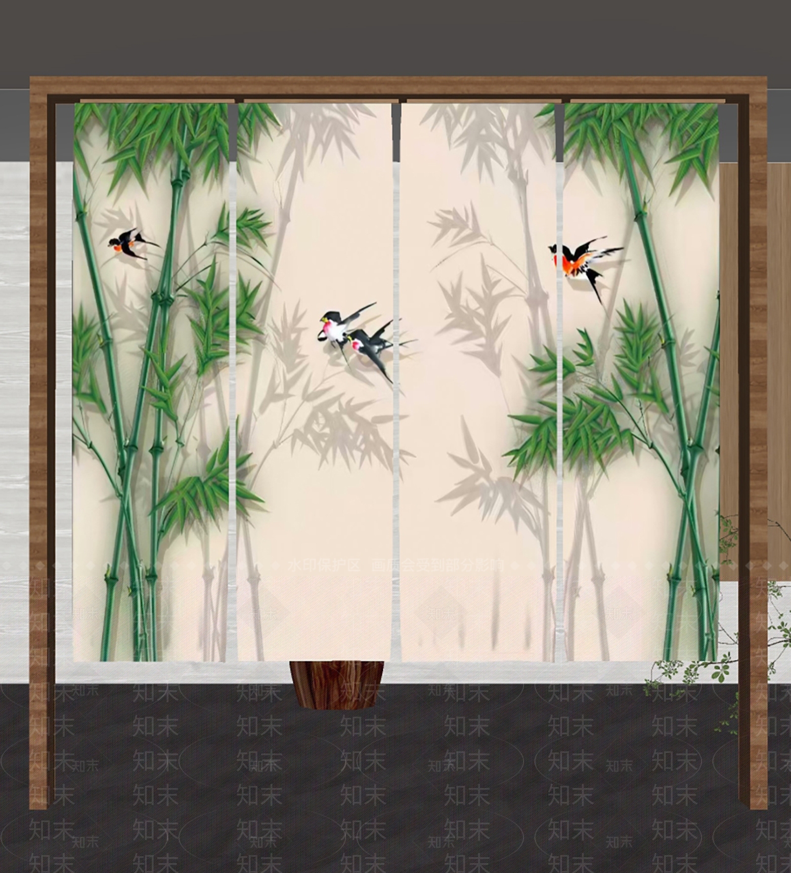 新中式窗帘SU模型下载【ID:1204168037】