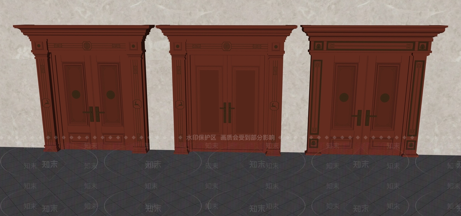 新中式中式双开门SU模型下载【ID:1204168468】