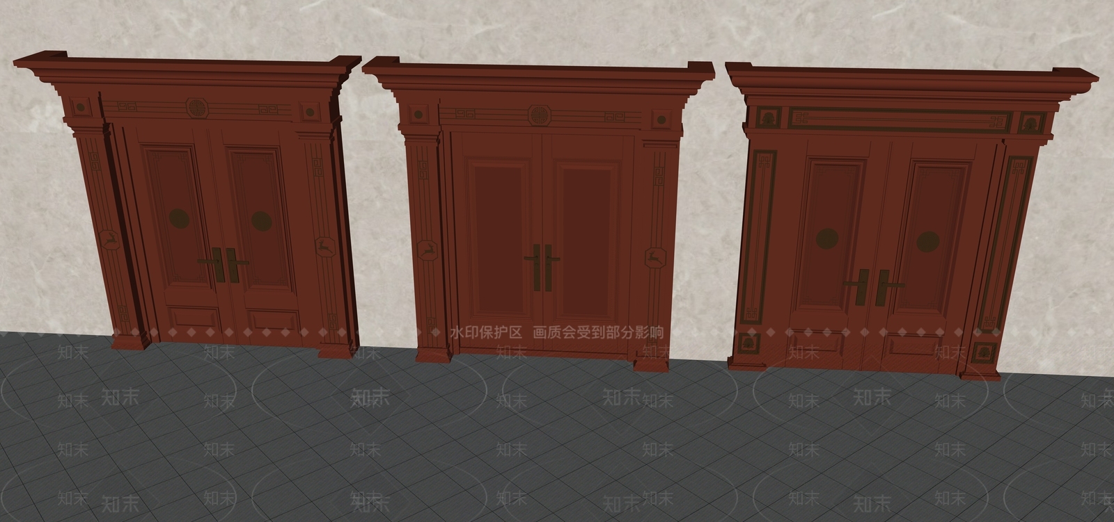 新中式中式双开门SU模型下载【ID:1204168468】