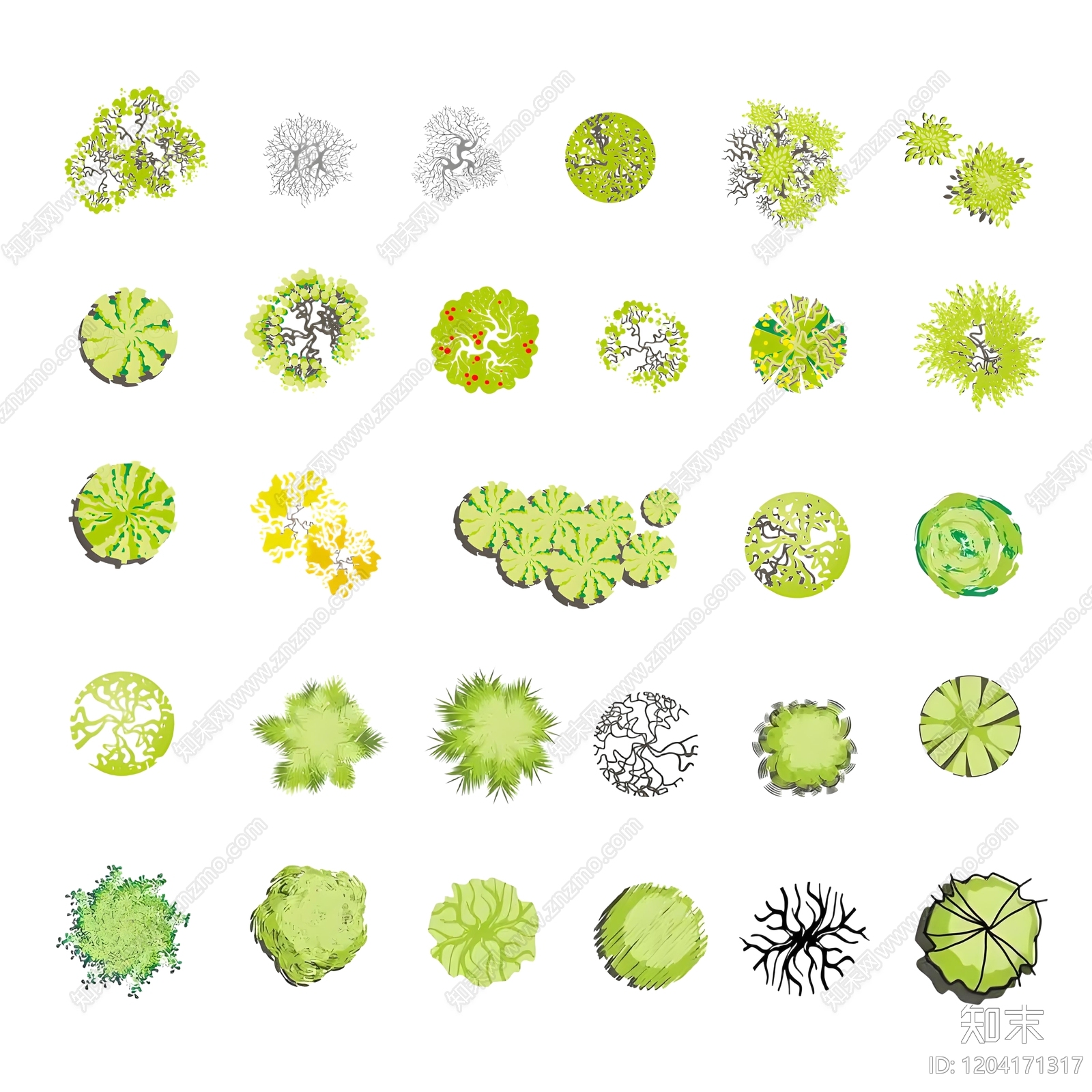 现代奶油屋顶花园彩平图下载【ID:1204171317】