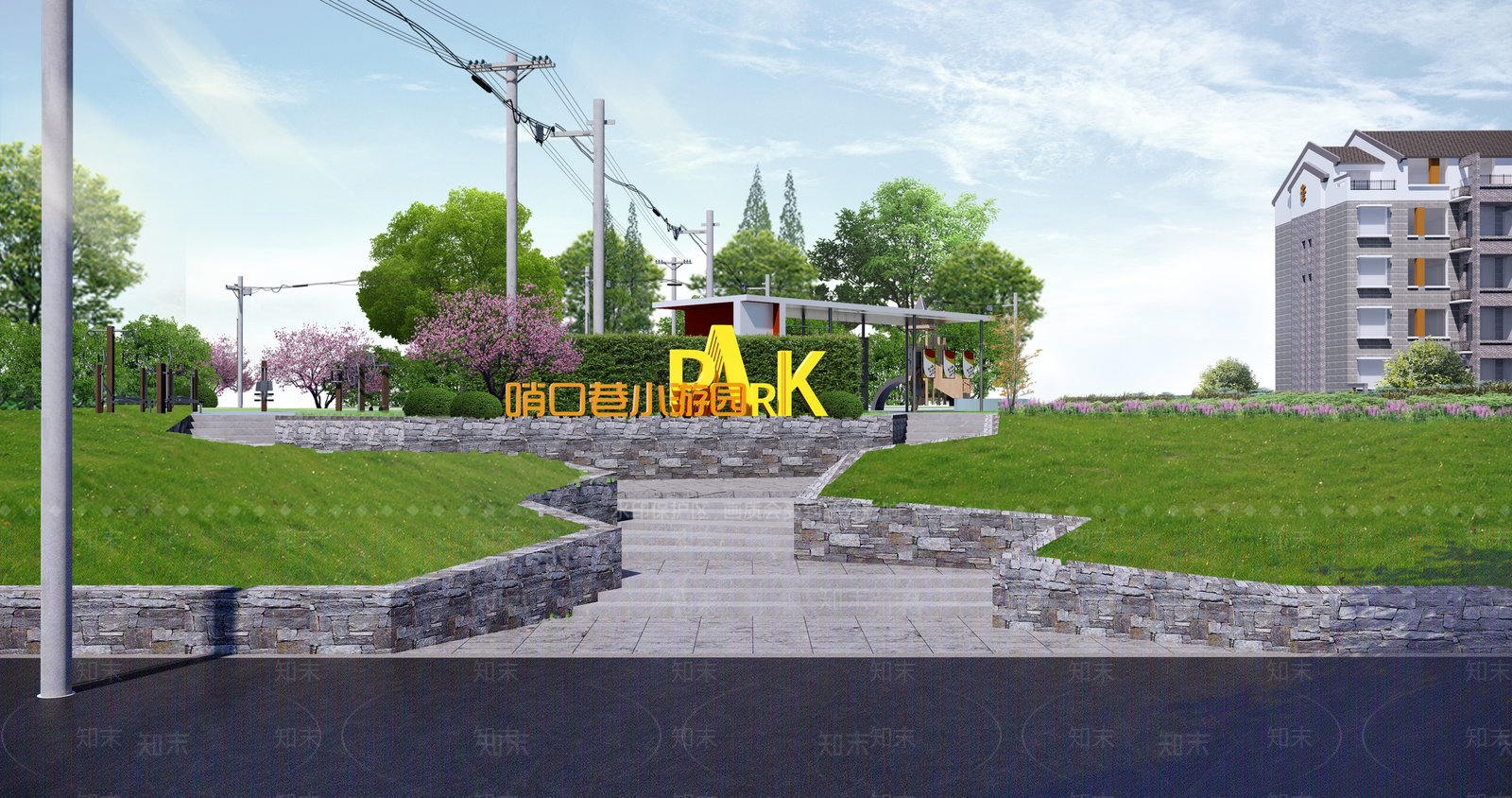 现代新中式口袋公园SU模型下载【ID:1204172524】