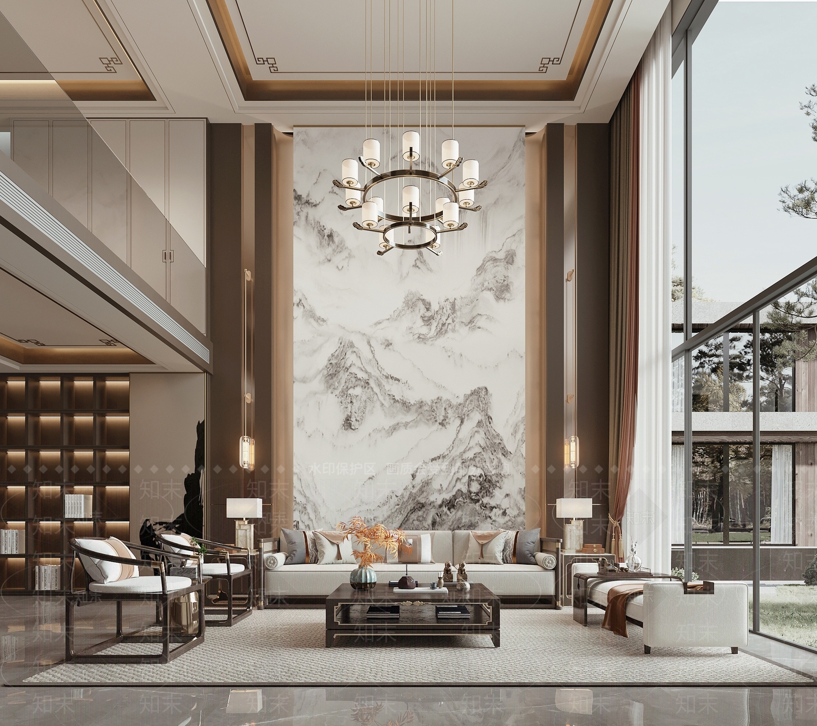 新中式别墅客厅3D模型下载【ID:1204172991】