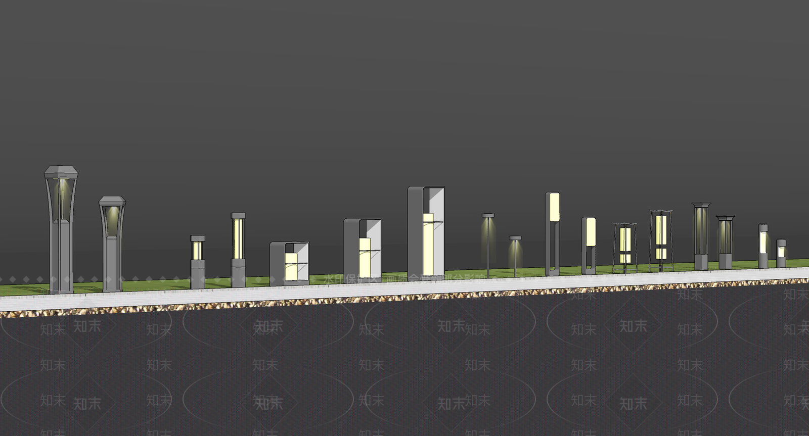 现代简约草坪灯SU模型下载【ID:1204176540】
