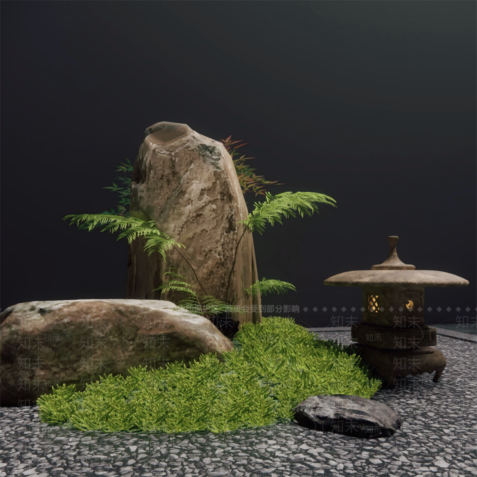 新中式禅意室内景观SU模型下载【ID:1204177491】