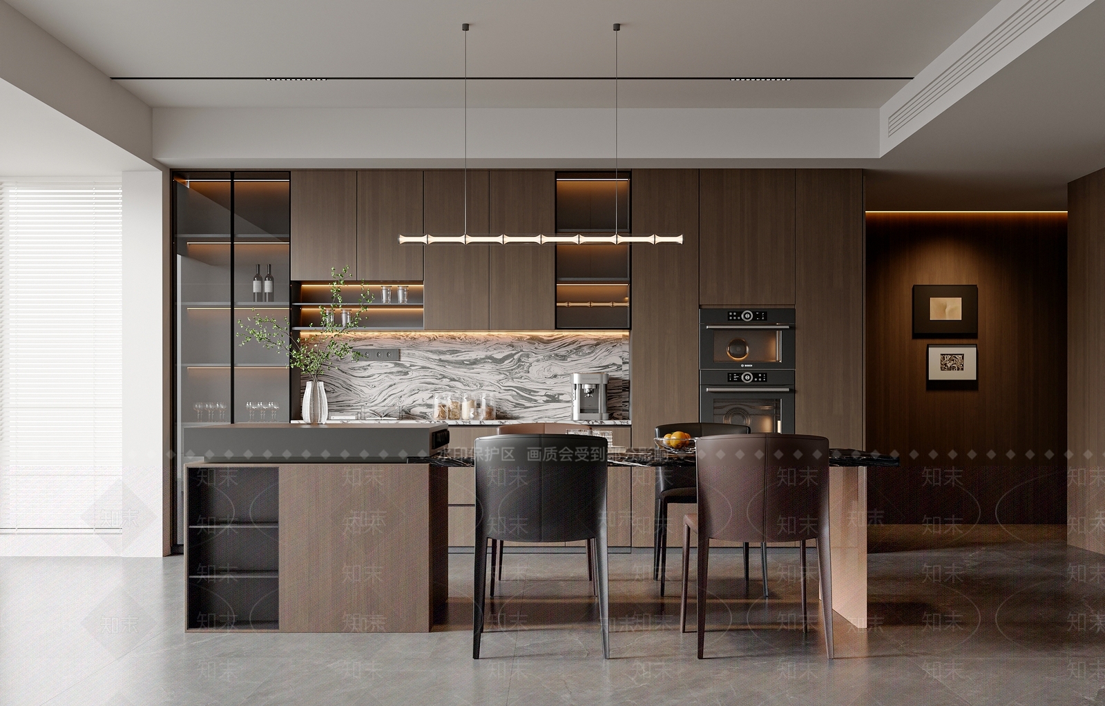 现代意式岛台餐厅3D模型下载【ID:1204177752】