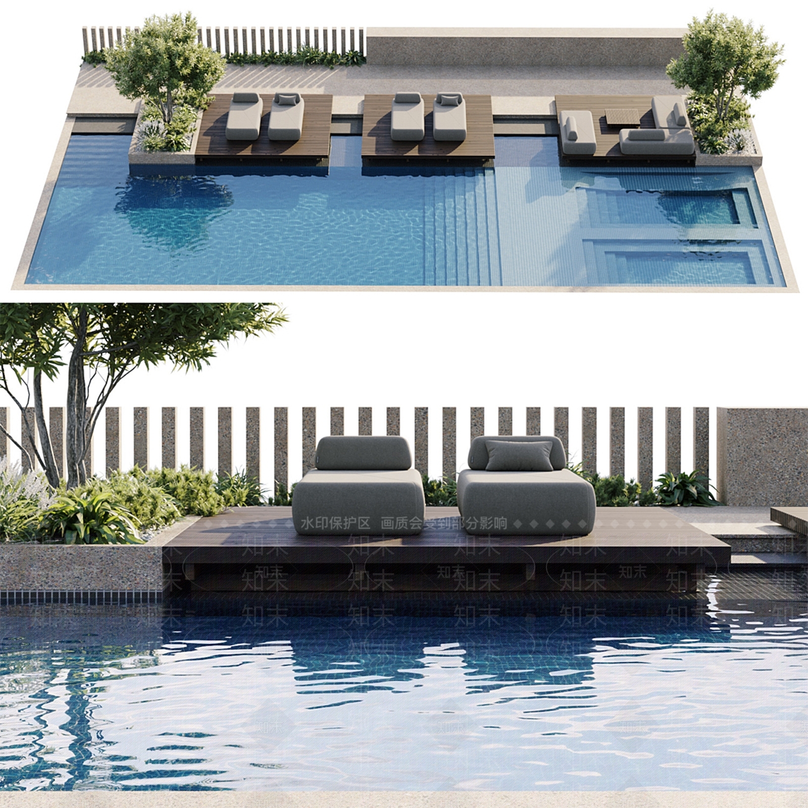 现代泳池SU模型下载【ID:1204178851】