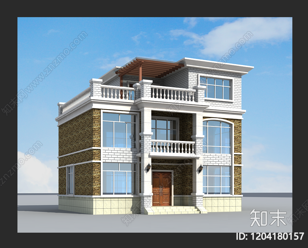 欧式简欧别墅建筑施工图下载【ID:1204180157】