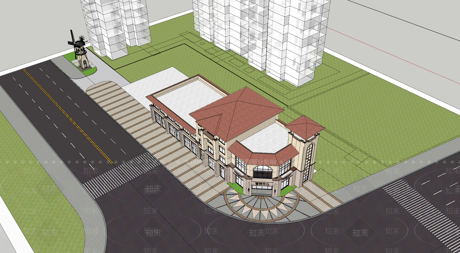 北欧售楼处建筑SU模型下载【ID:1204182867】