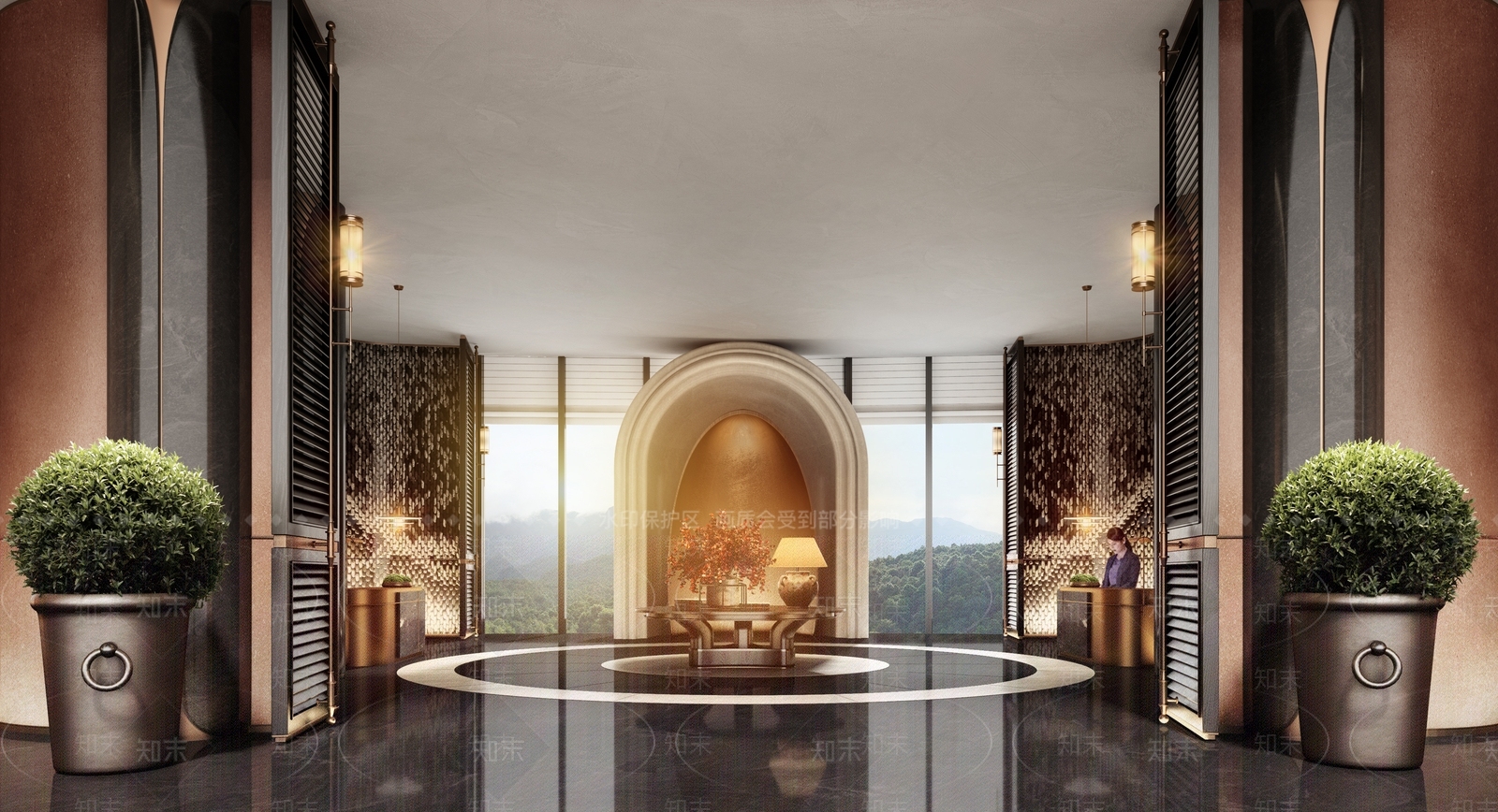 现代轻奢酒店大堂SU模型下载【ID:1204183986】