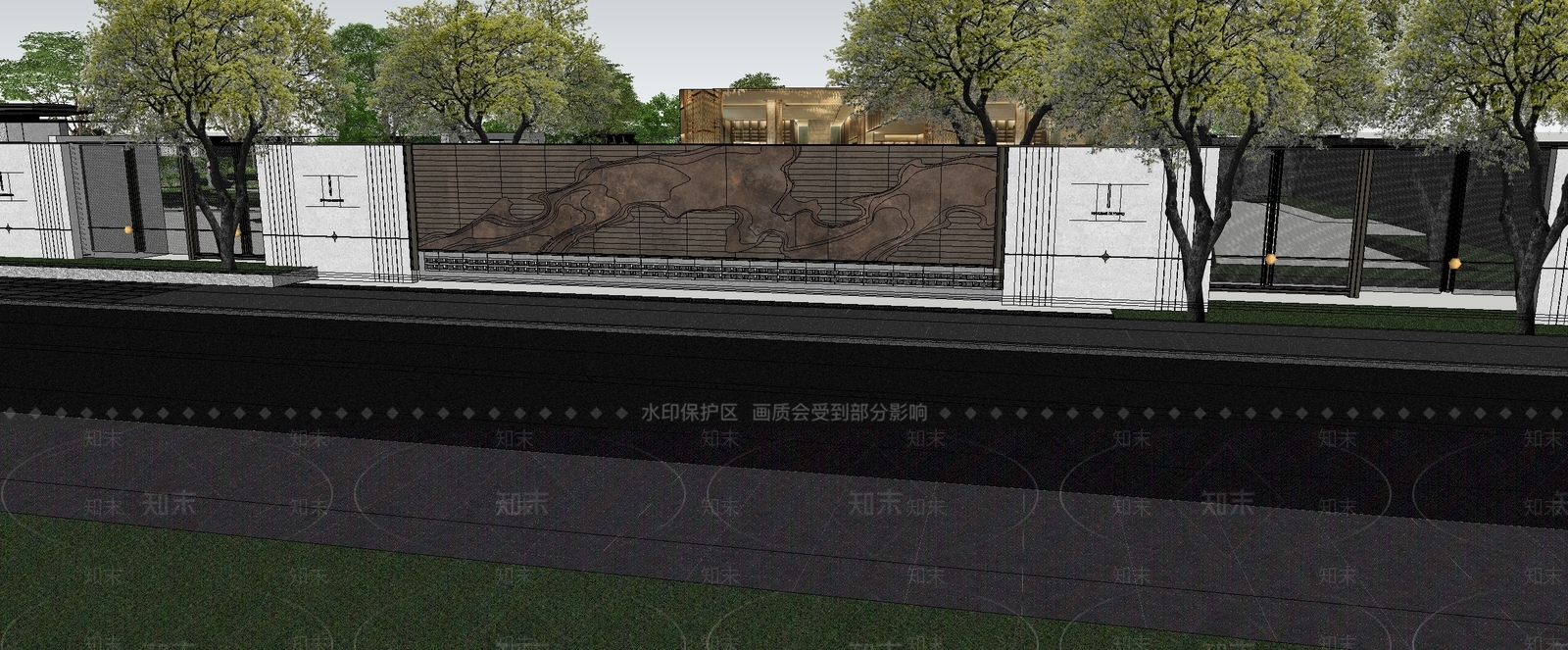 现代景墙SU模型下载【ID:1204191879】