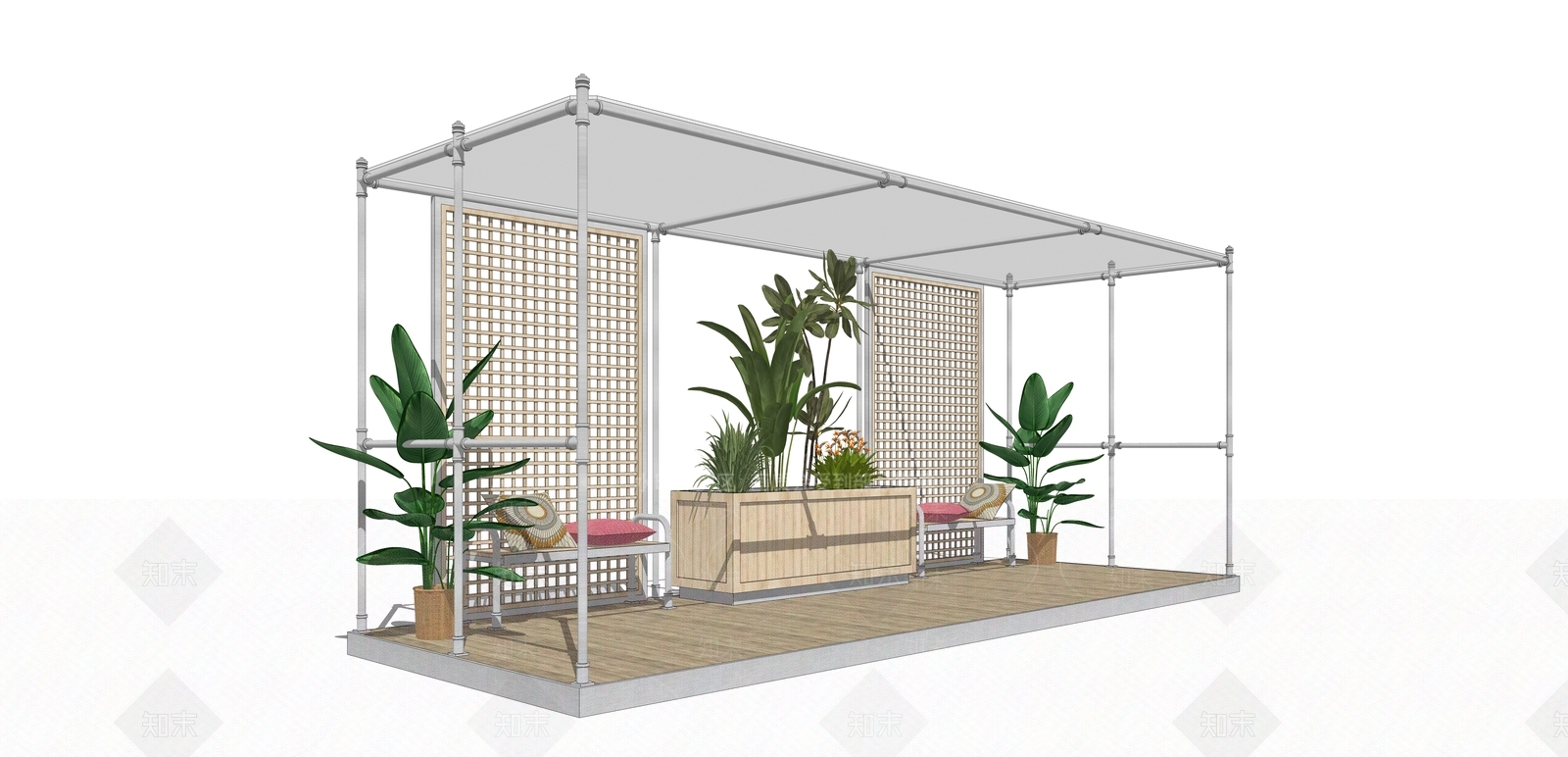 现代工业廊架SU模型下载【ID:1204194072】