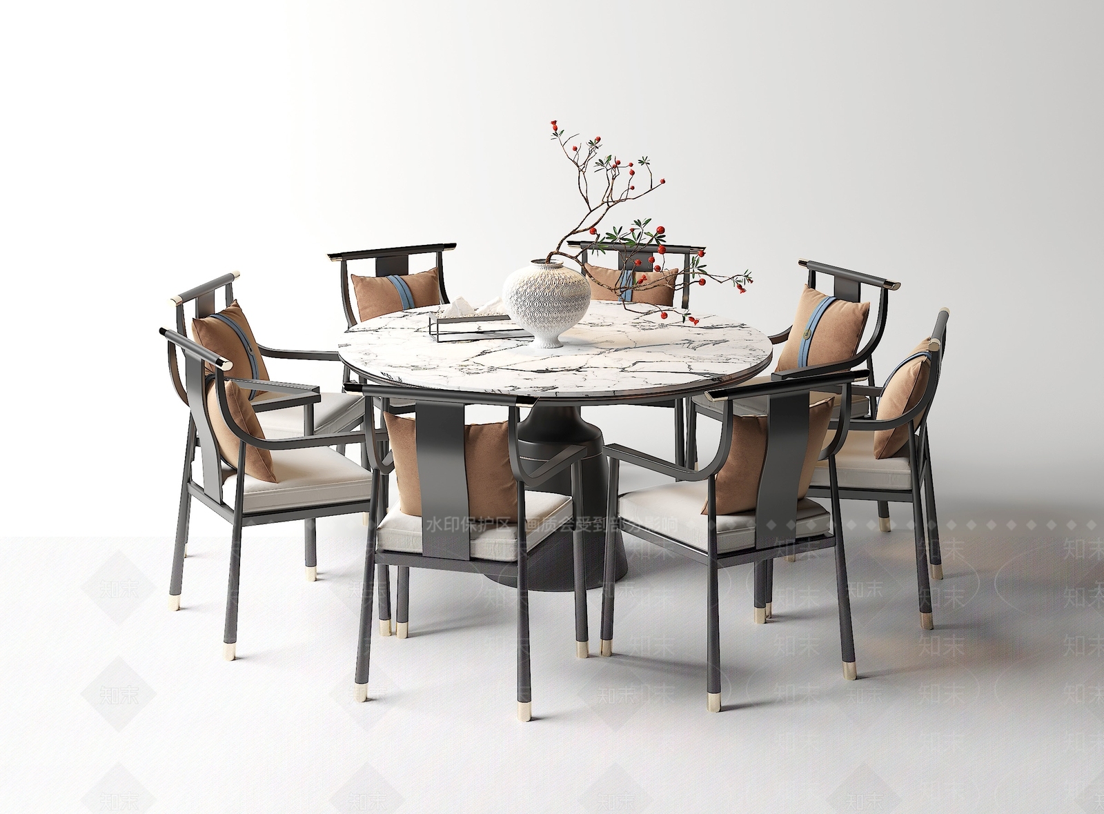 中式中古餐桌3D模型下载【ID:1204195029】