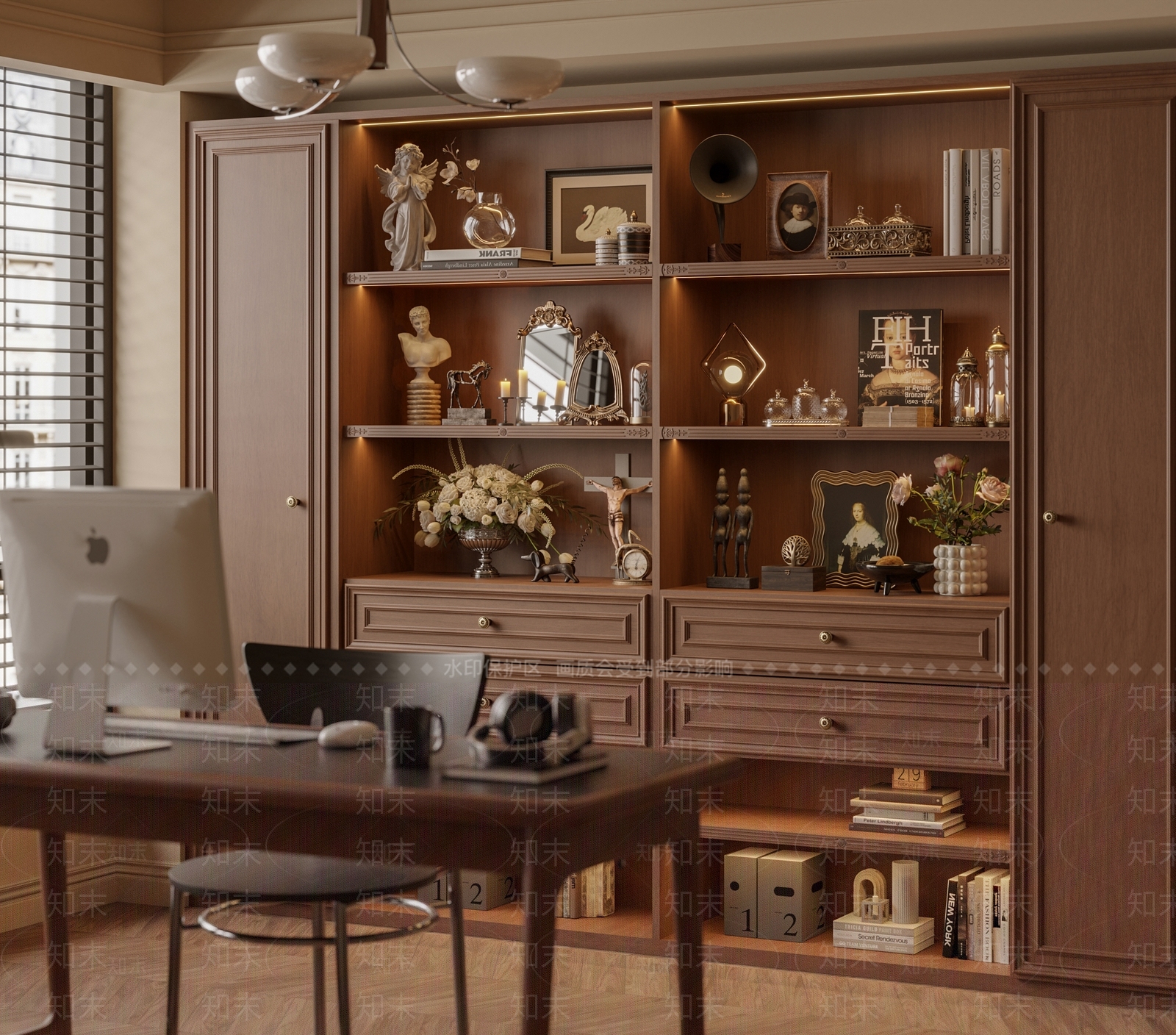 法式复古书柜SU模型下载【ID:1204196329】