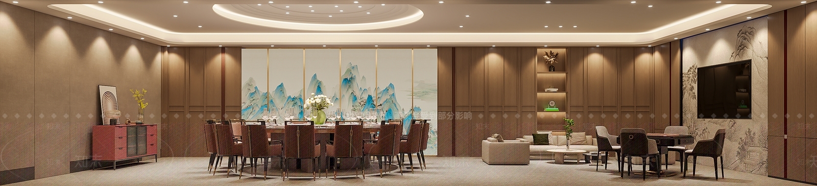 现代中餐厅3D模型下载【ID:1204197280】