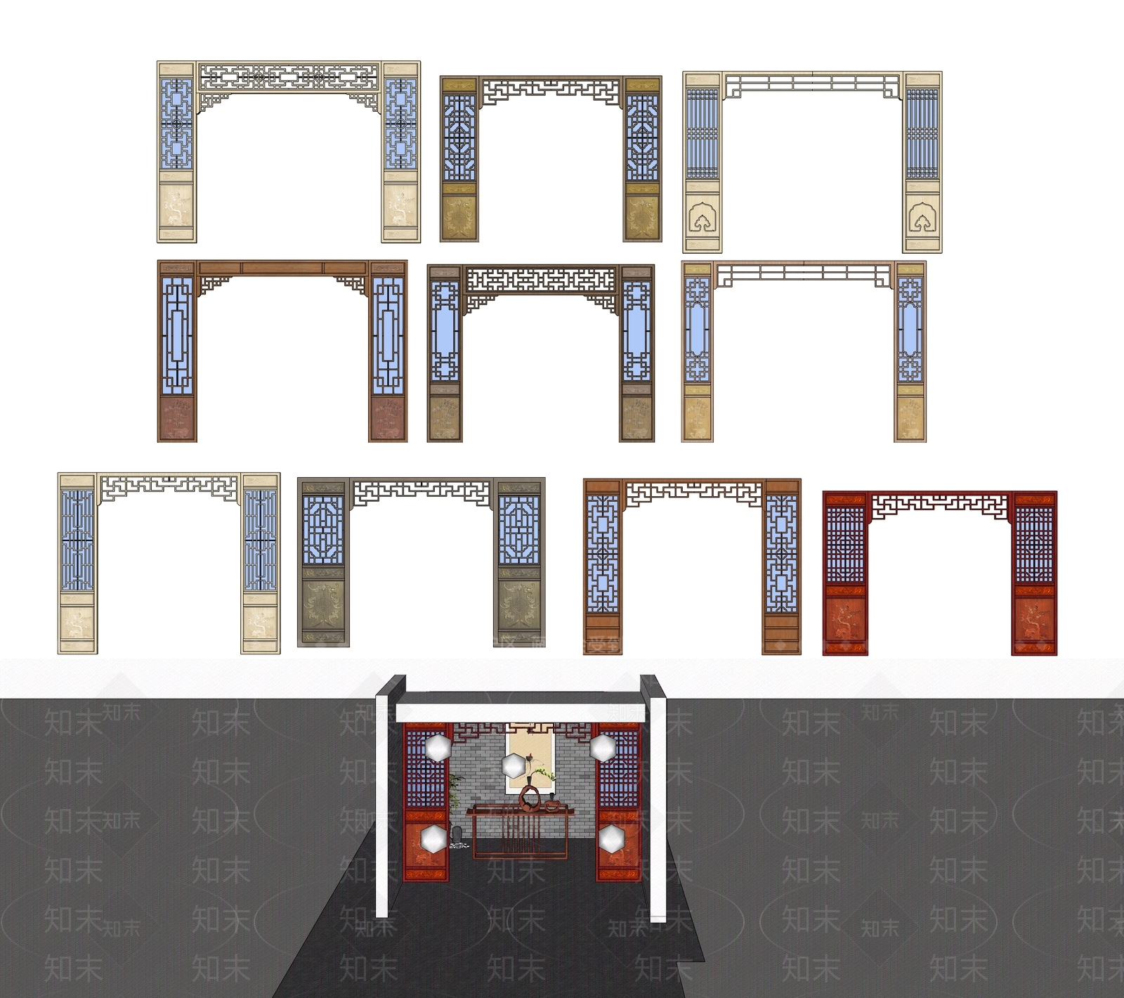 新中式原木其他景观小建筑SU模型下载【ID:1204202446】