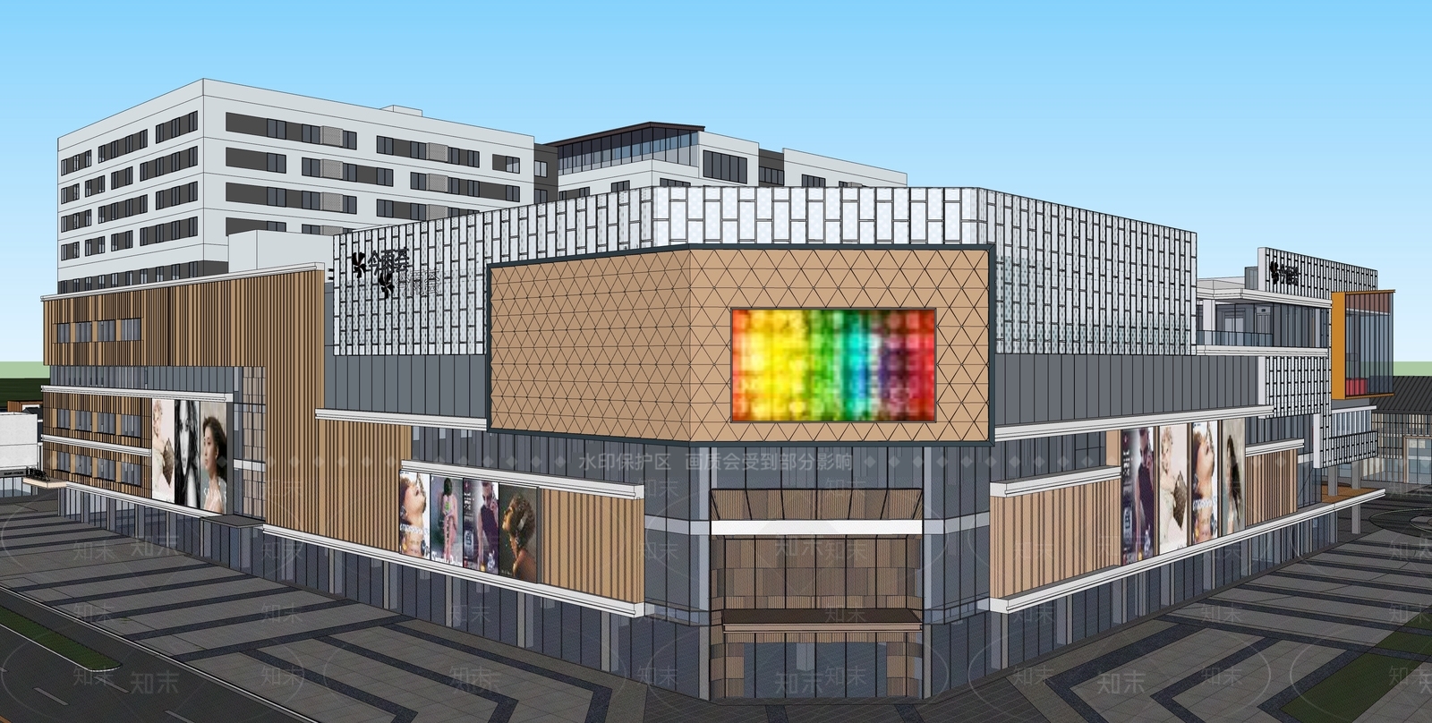 现代轻奢商场建筑SU模型下载【ID:1204203336】