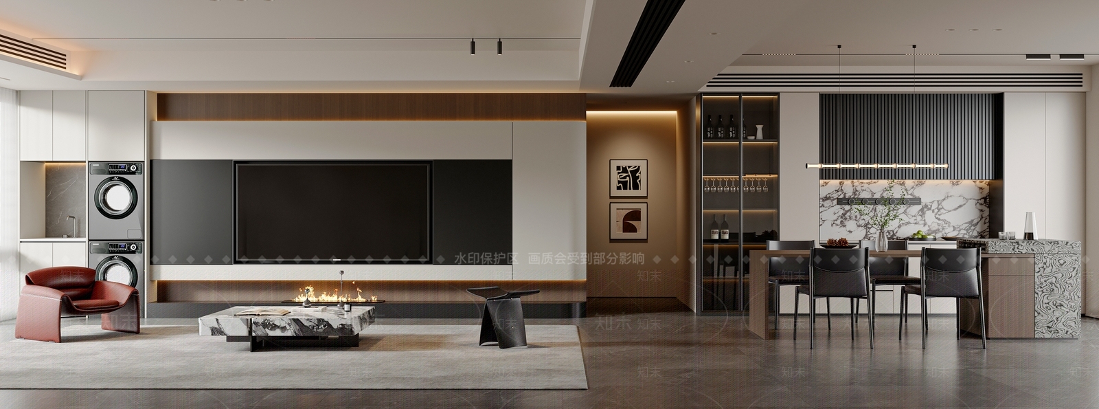 现代简约客餐厅3D模型下载【ID:1204203425】