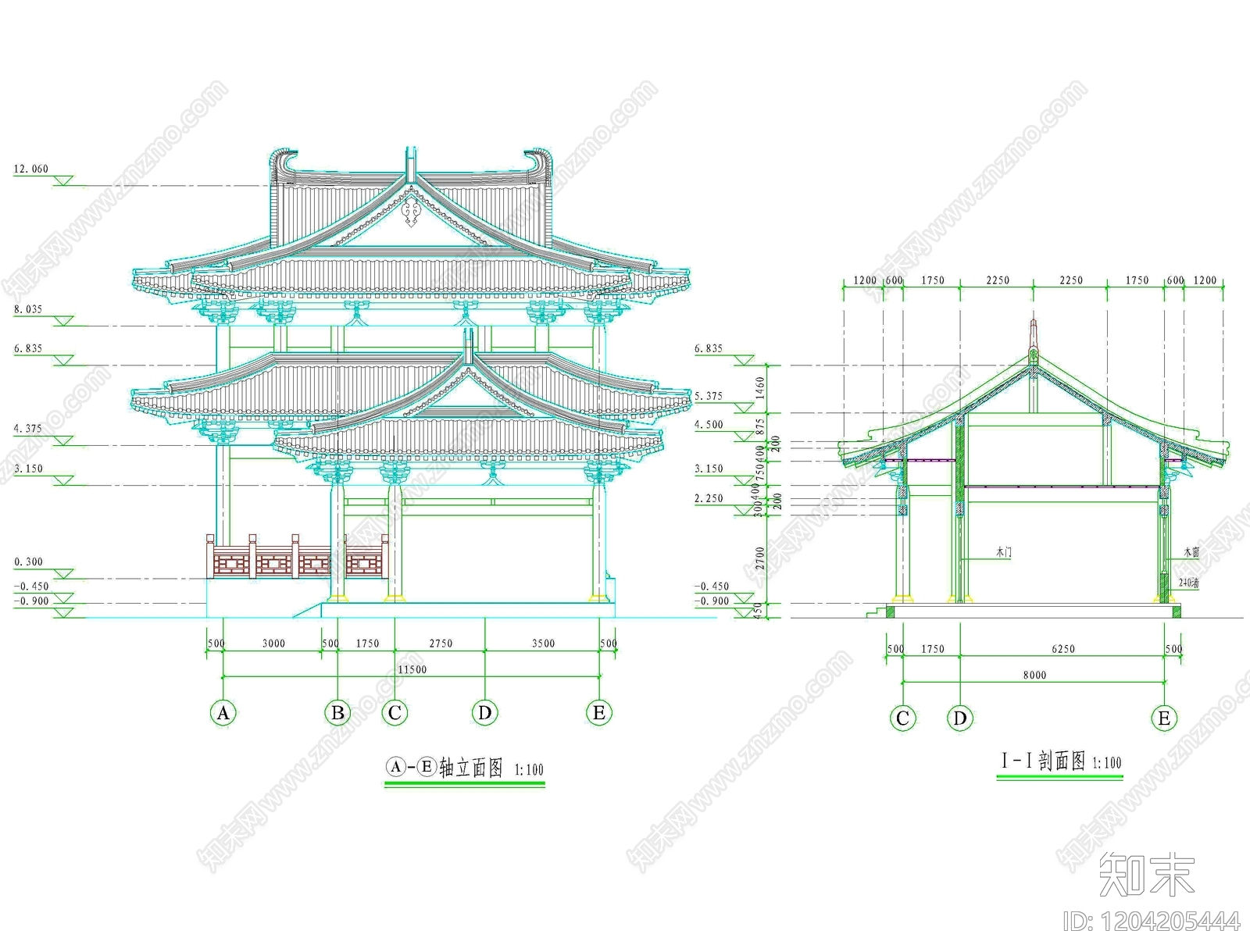 寺庙cad施工图下载【ID:1204205444】