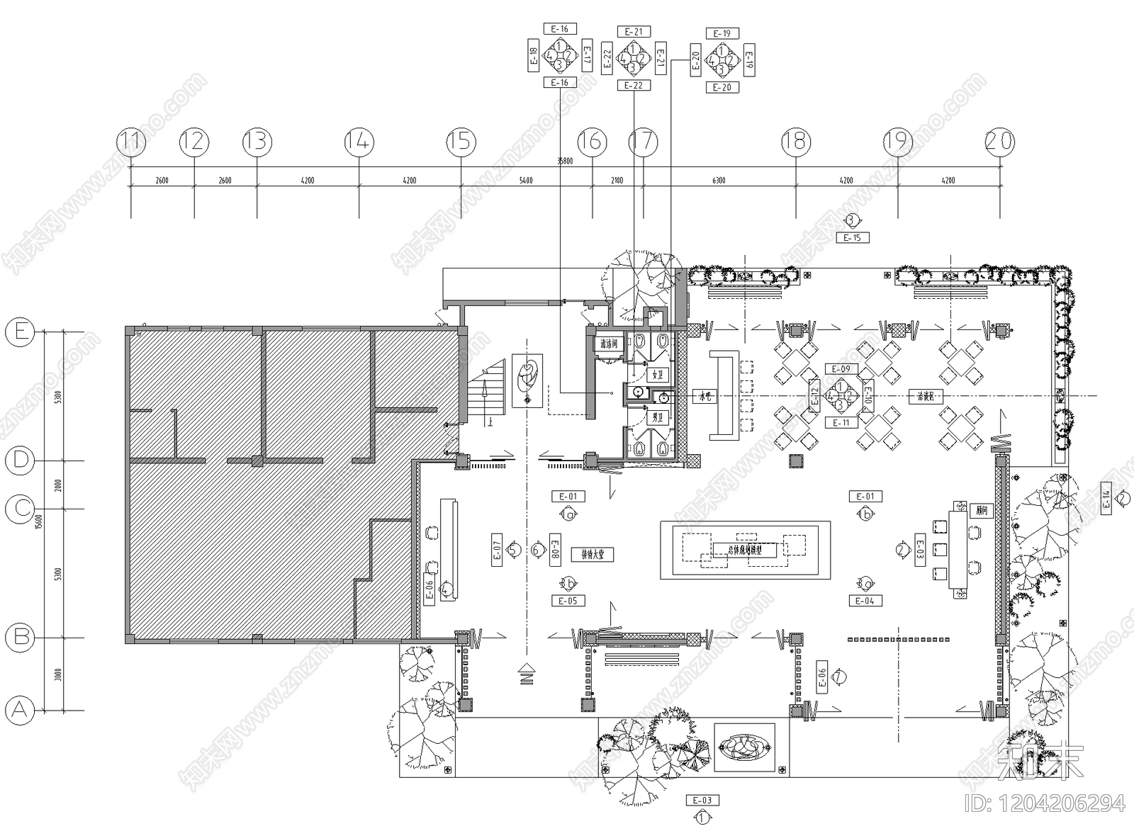 新中式现代整体办公空间cad施工图下载【ID:1204206294】