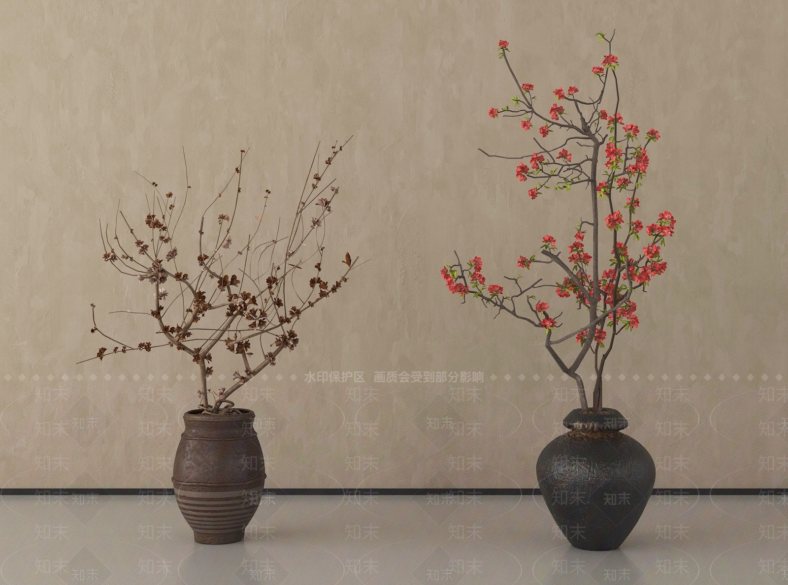 侘寂花艺3D模型下载【ID:1204206048】