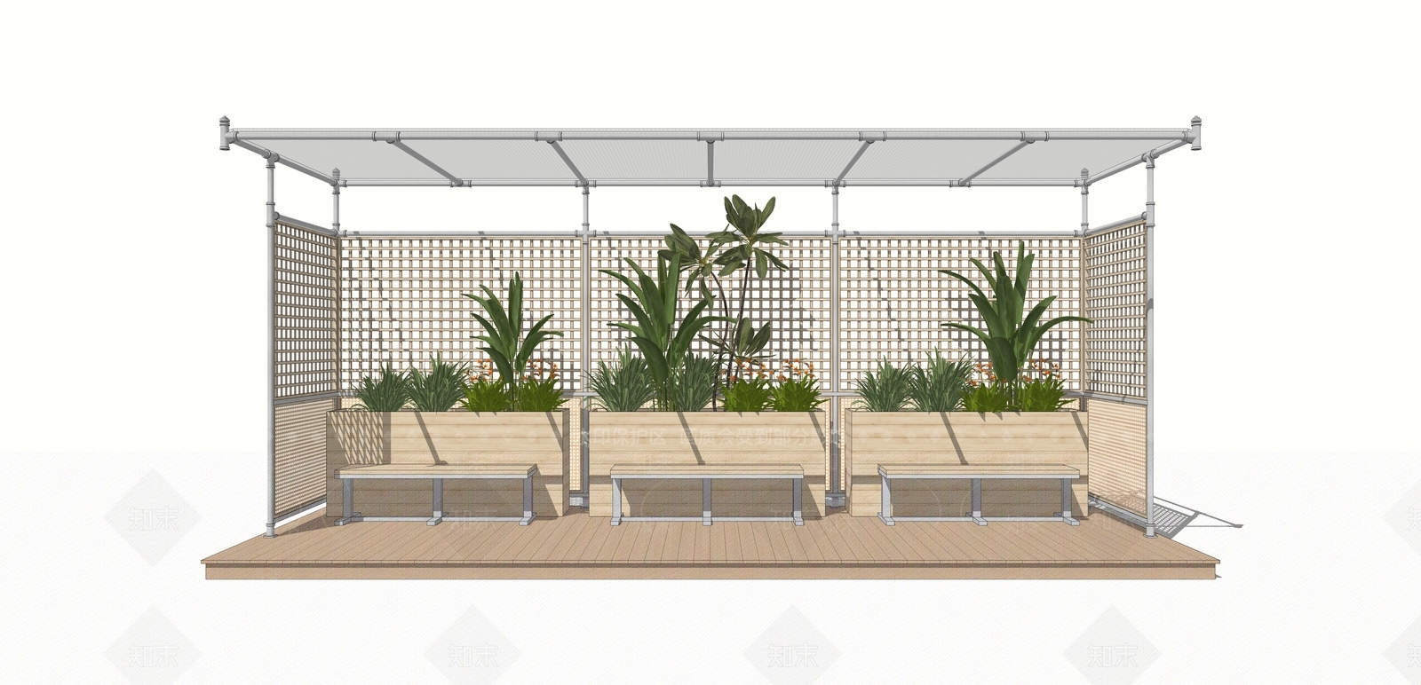 现代工业廊架SU模型下载【ID:1204208158】