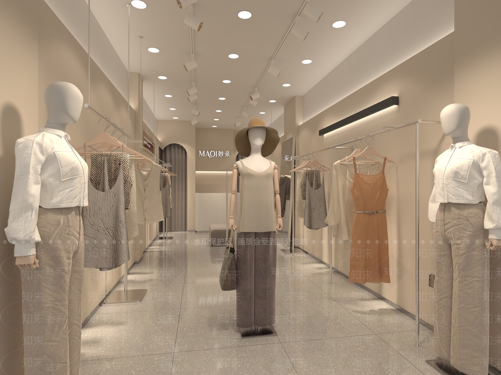 现代极简服装店3D模型下载【ID:1204209203】