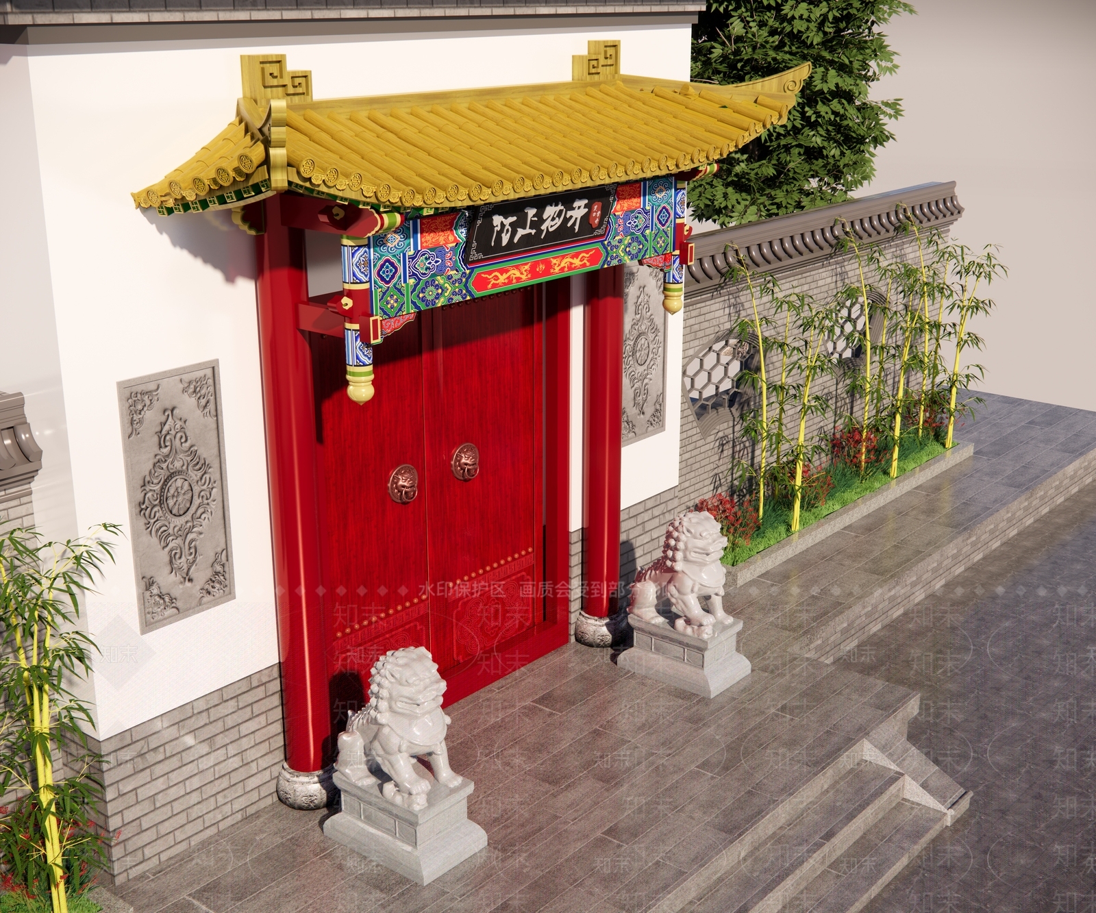 复古原木入口大门SU模型下载【ID:1204209691】