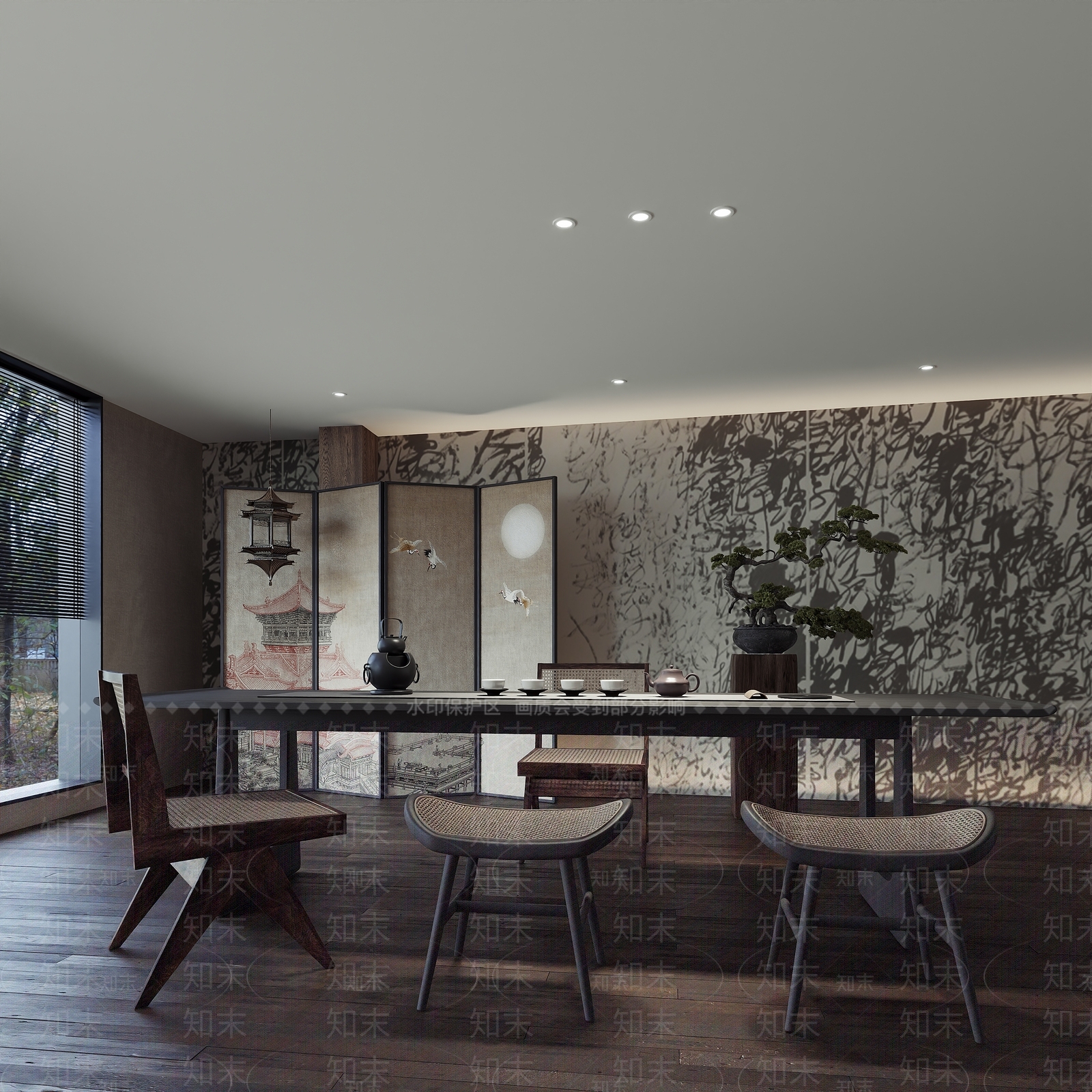 新中式现代茶叶店3D模型下载【ID:1204210002】