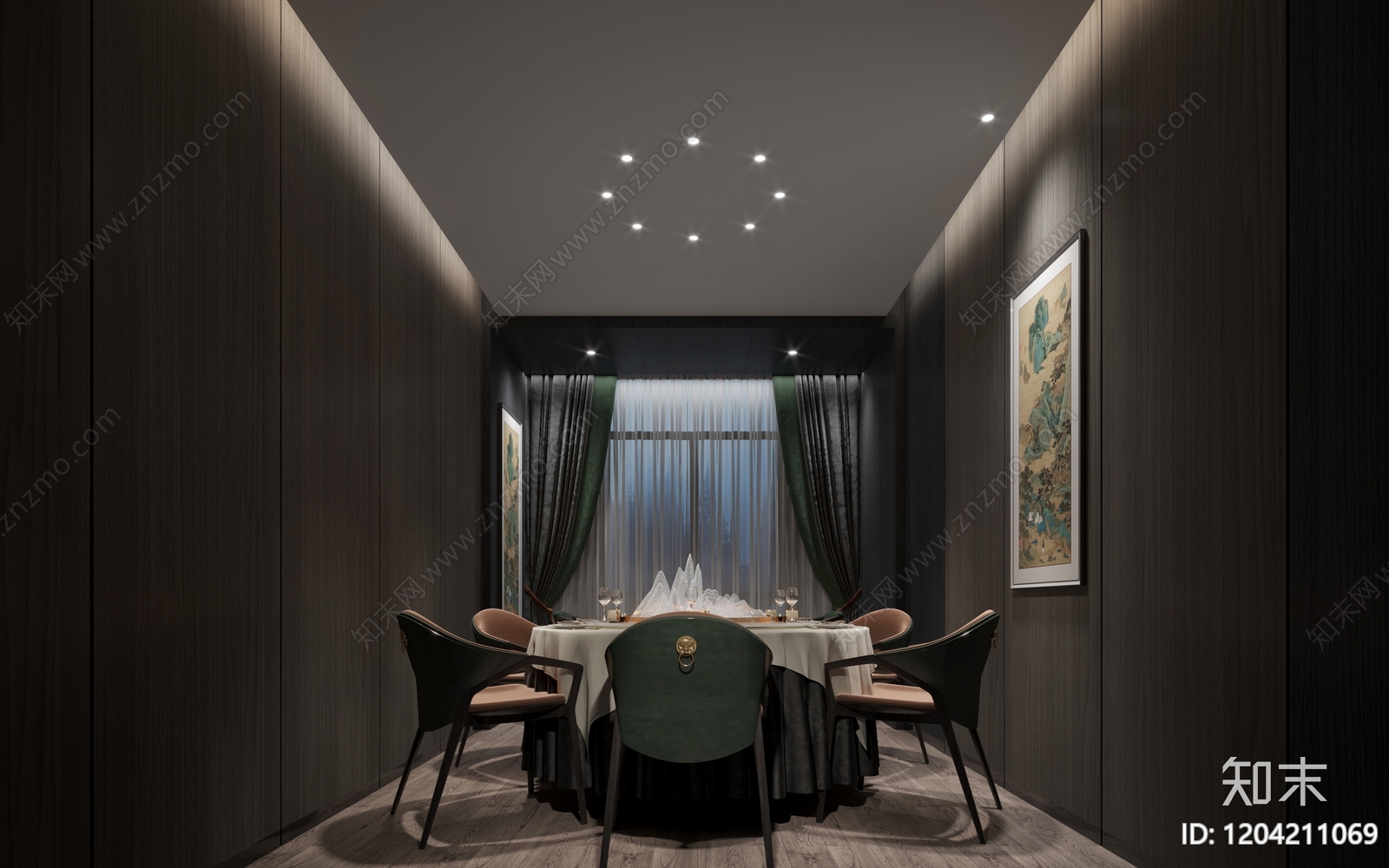 新中式中式中餐厅cad施工图下载【ID:1204211069】