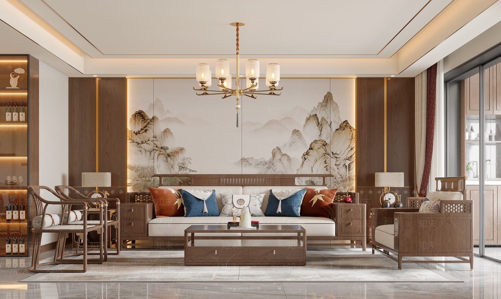 新中式中式家居客厅3D模型下载【ID:1204215723】