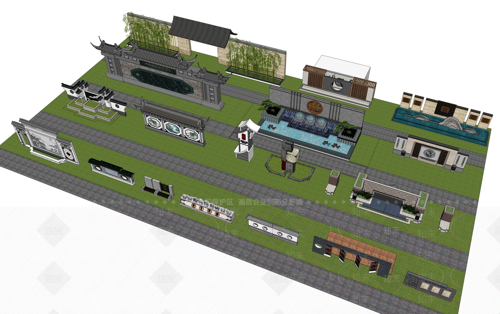 新中式其他景观小建筑SU模型下载【ID:1204213505】