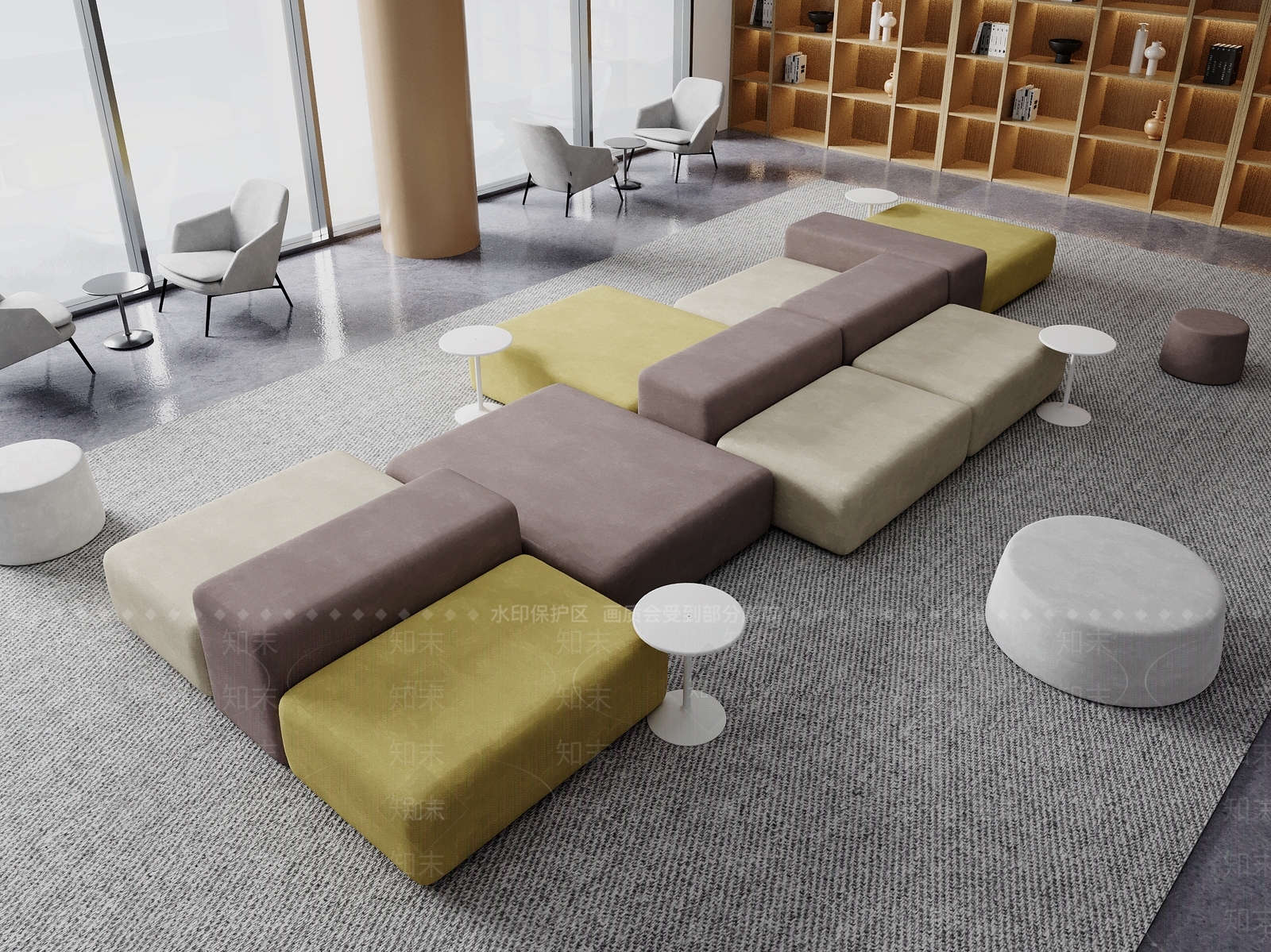 现代极简多人沙发3D模型下载【ID:1204214068】