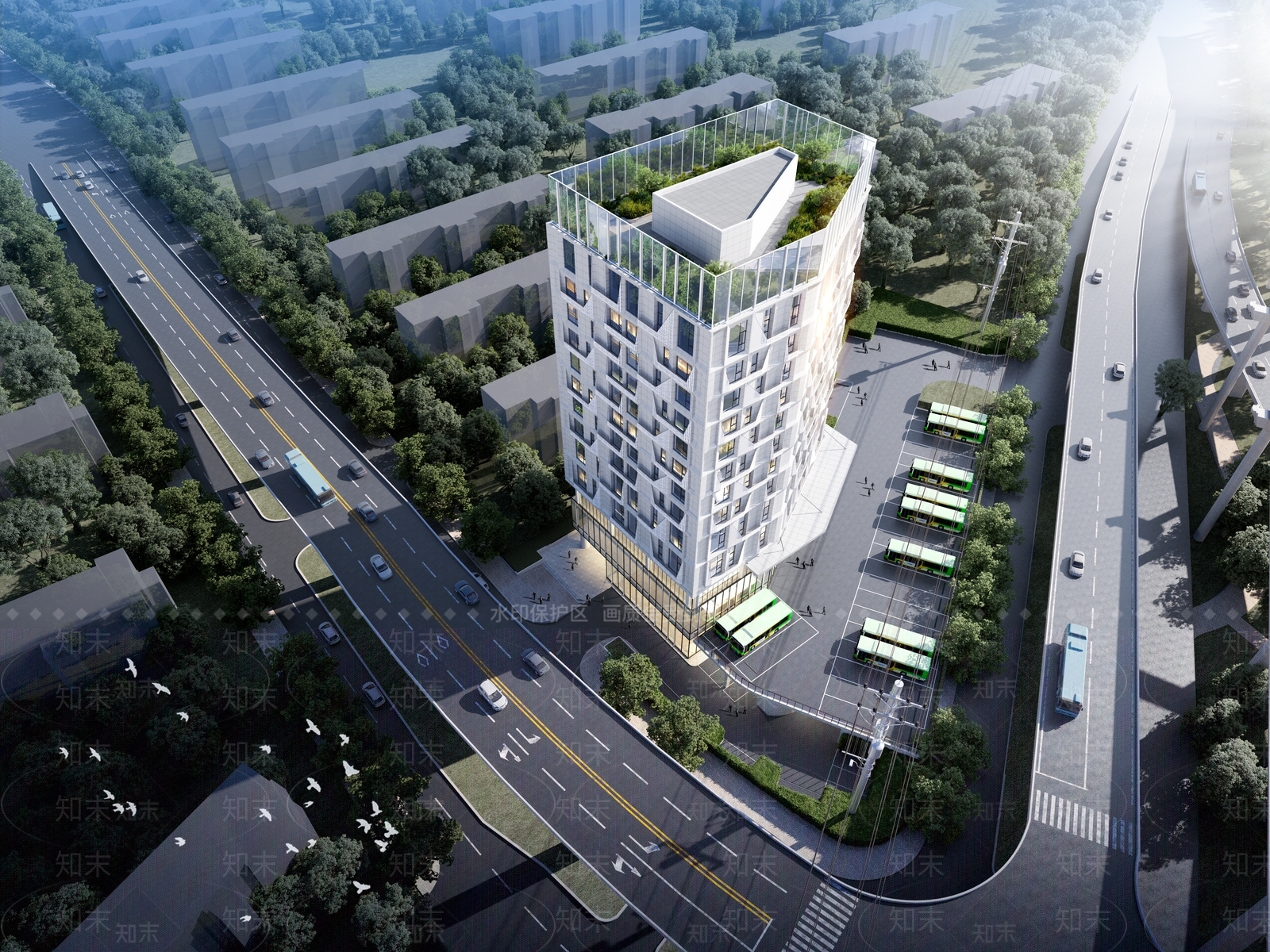 现代办公楼3D模型下载【ID:1204214879】