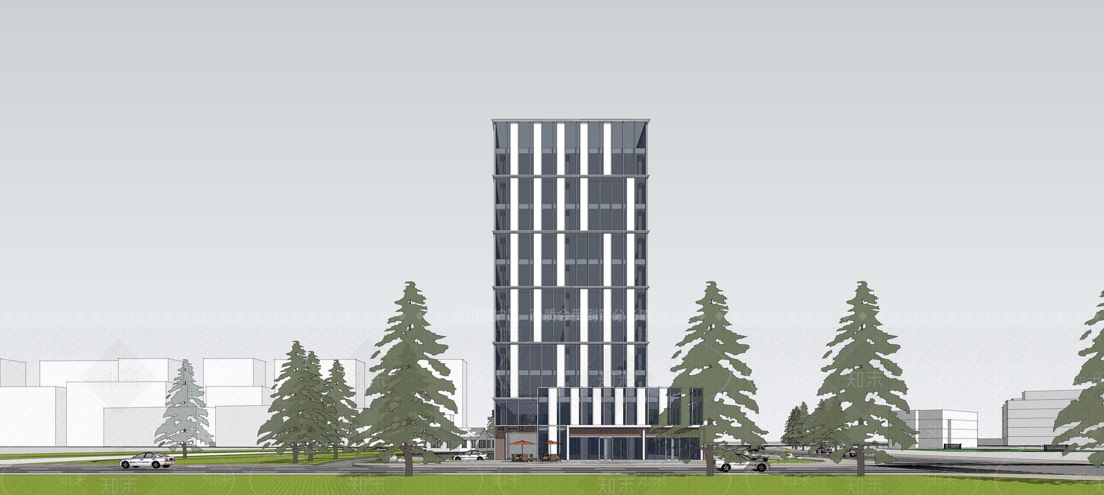 现代办公楼SU模型下载【ID:1204224495】