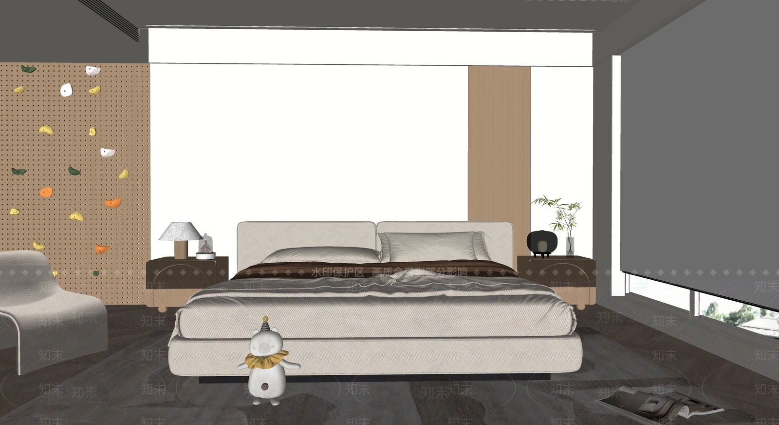 现代原木家居卧室SU模型下载【ID:1204225924】