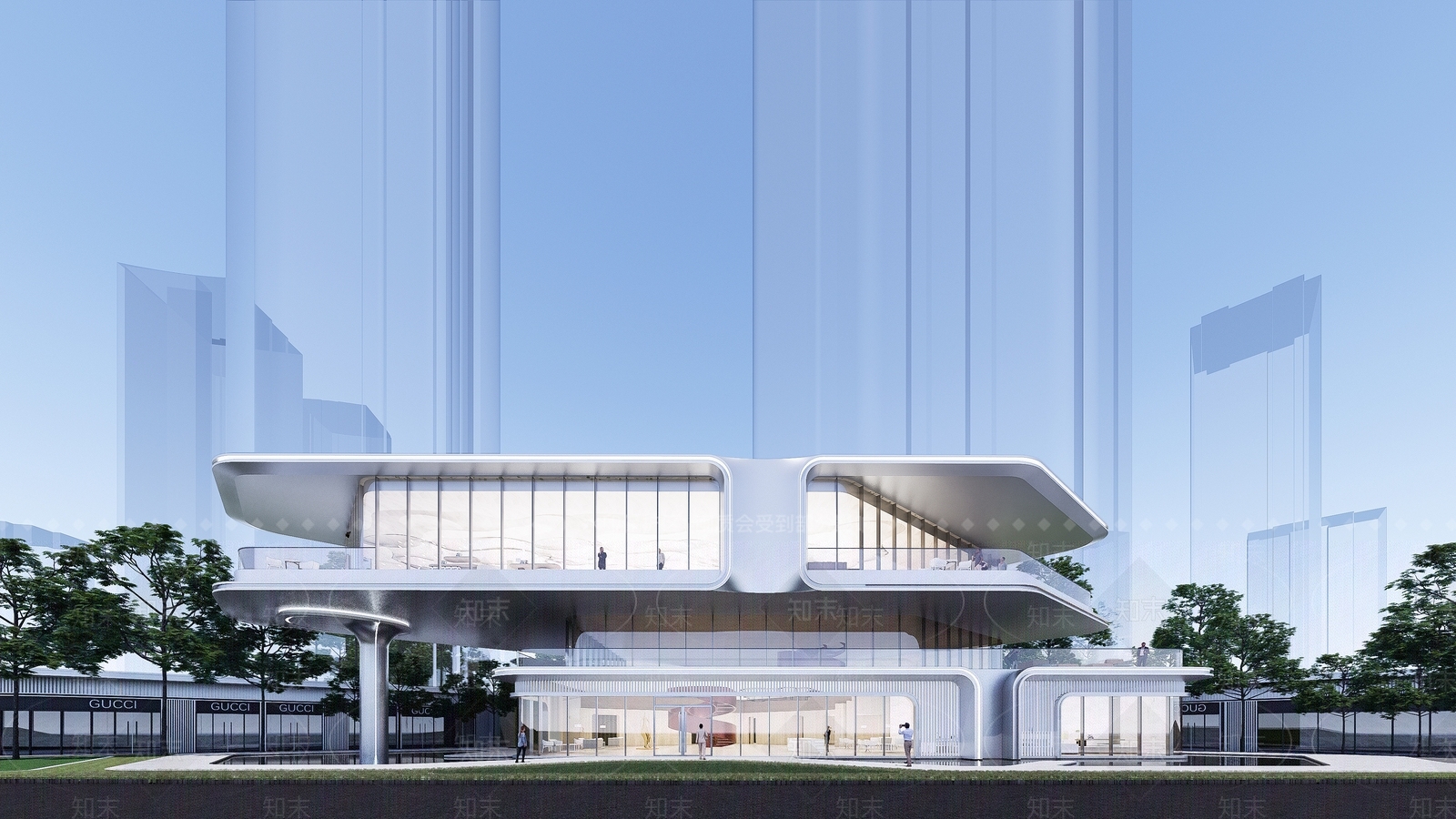 现代极简售楼处建筑SU模型下载【ID:1204228087】