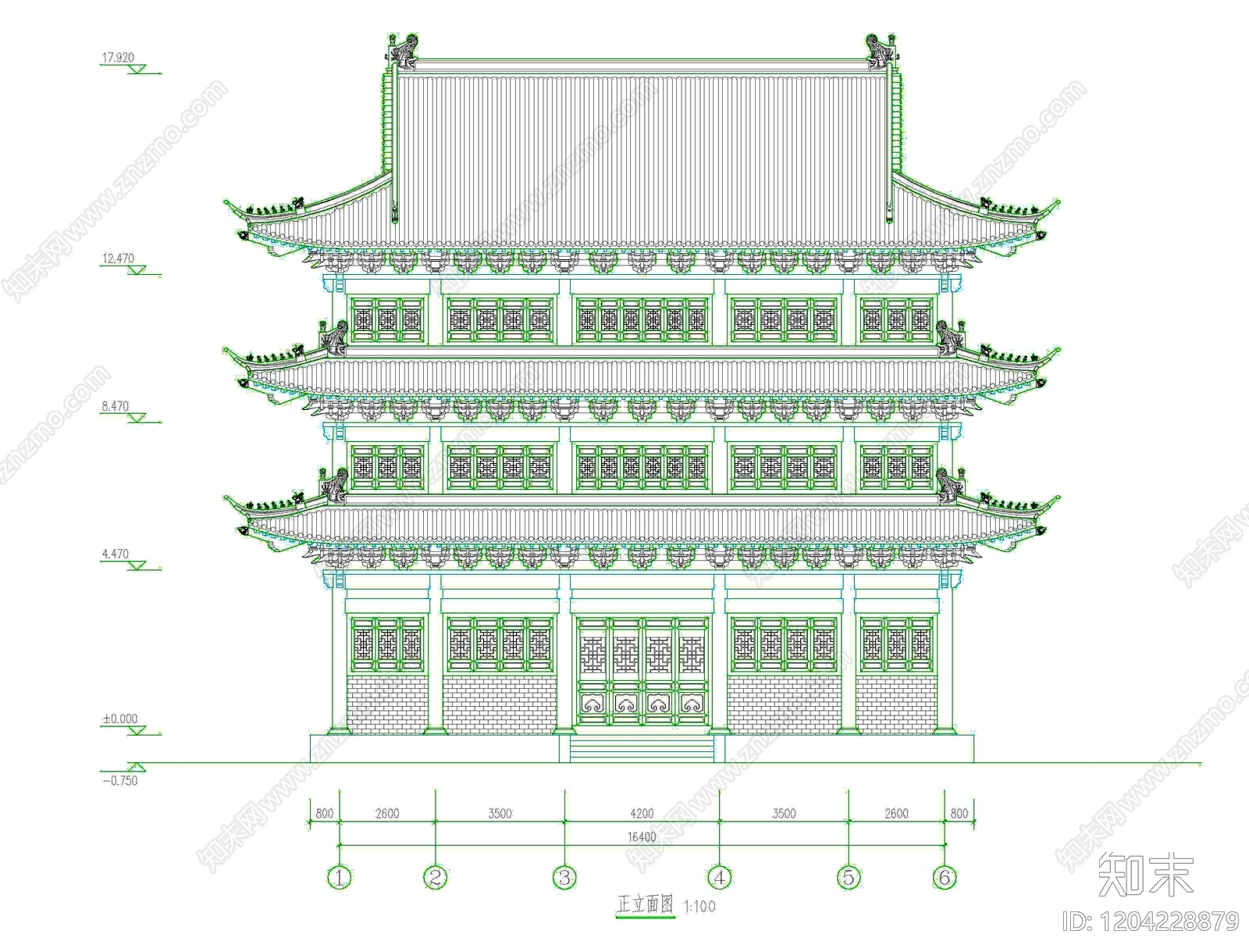仿古建筑施工图下载【ID:1204228879】