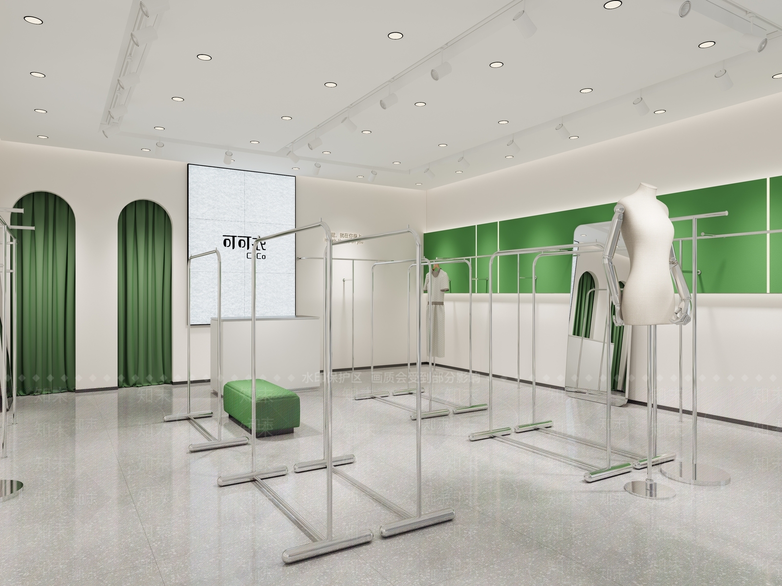 现代极简服装店3D模型下载【ID:1204230710】